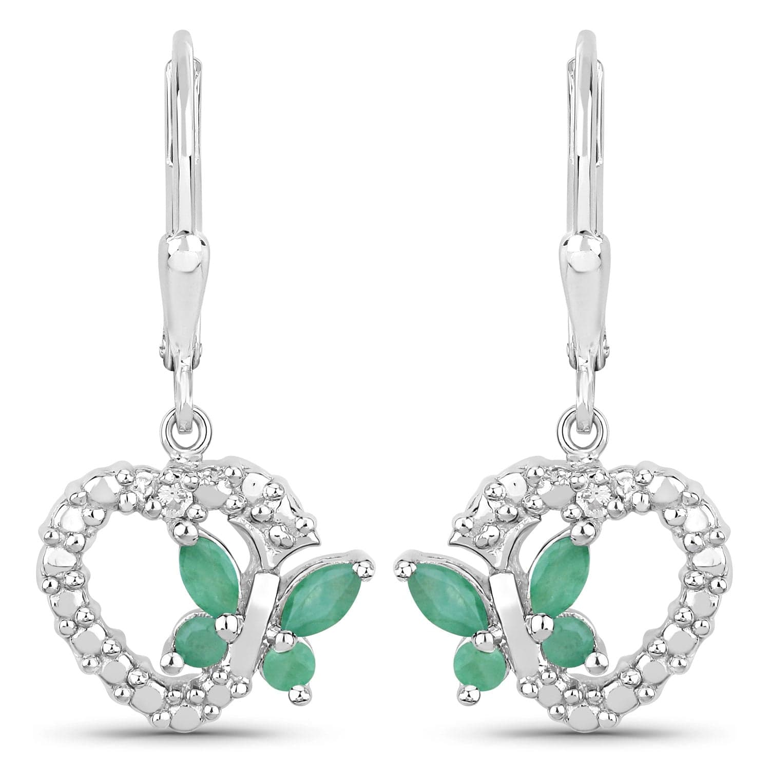 Butterfly and Heart Earrings Genuine Gemstones 925 Sterling Silver、mySite、g9winljtr