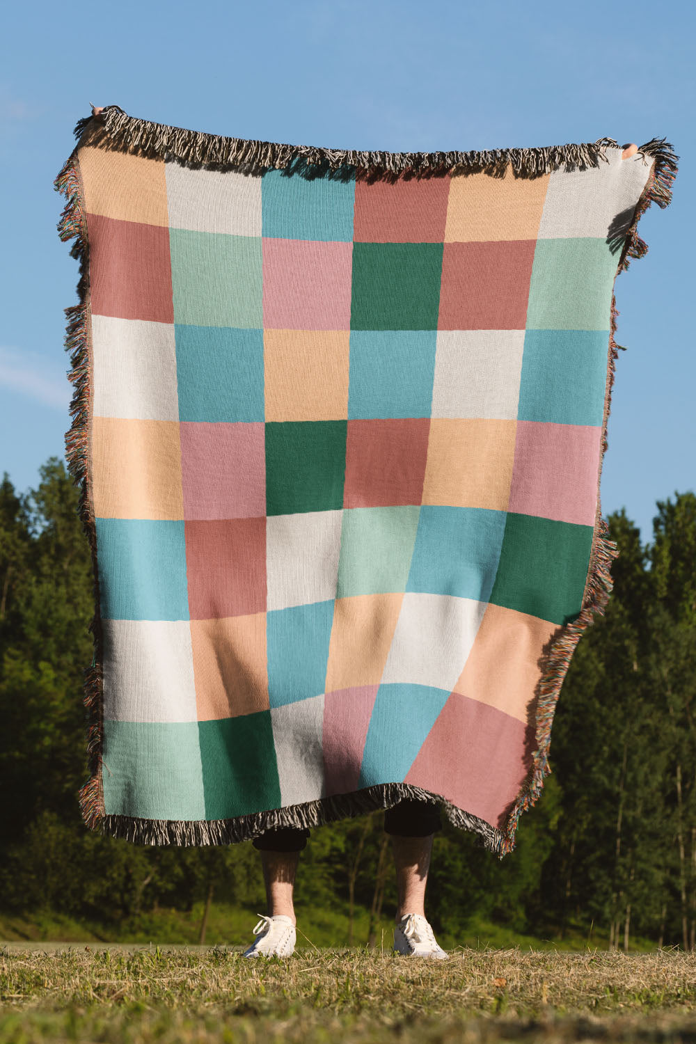 Colorful Checkered Cotton Woven Throw Blanket、mySite、gigharbornorthrealestate