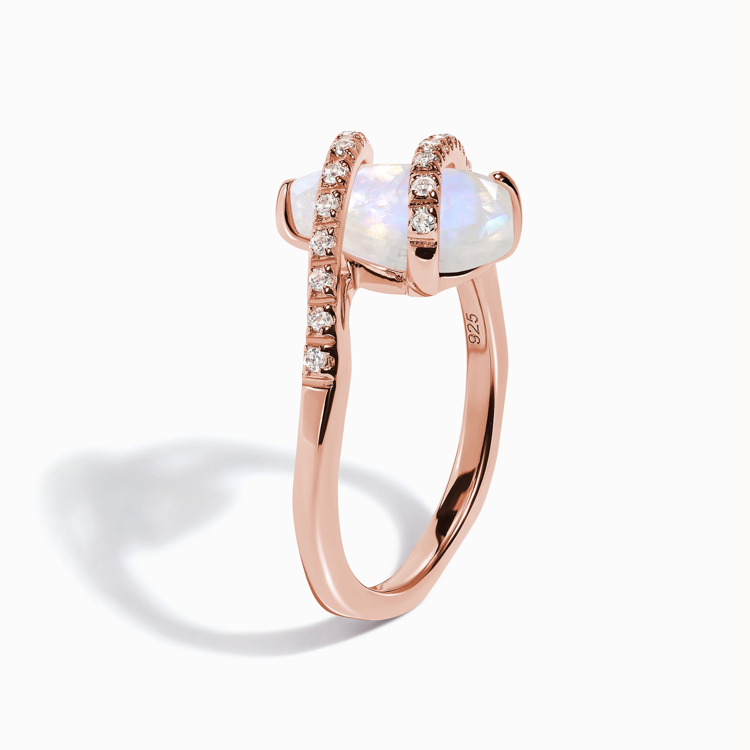 Moonstone White Zircon Ring - Bypass、mySite、hinf8tx79