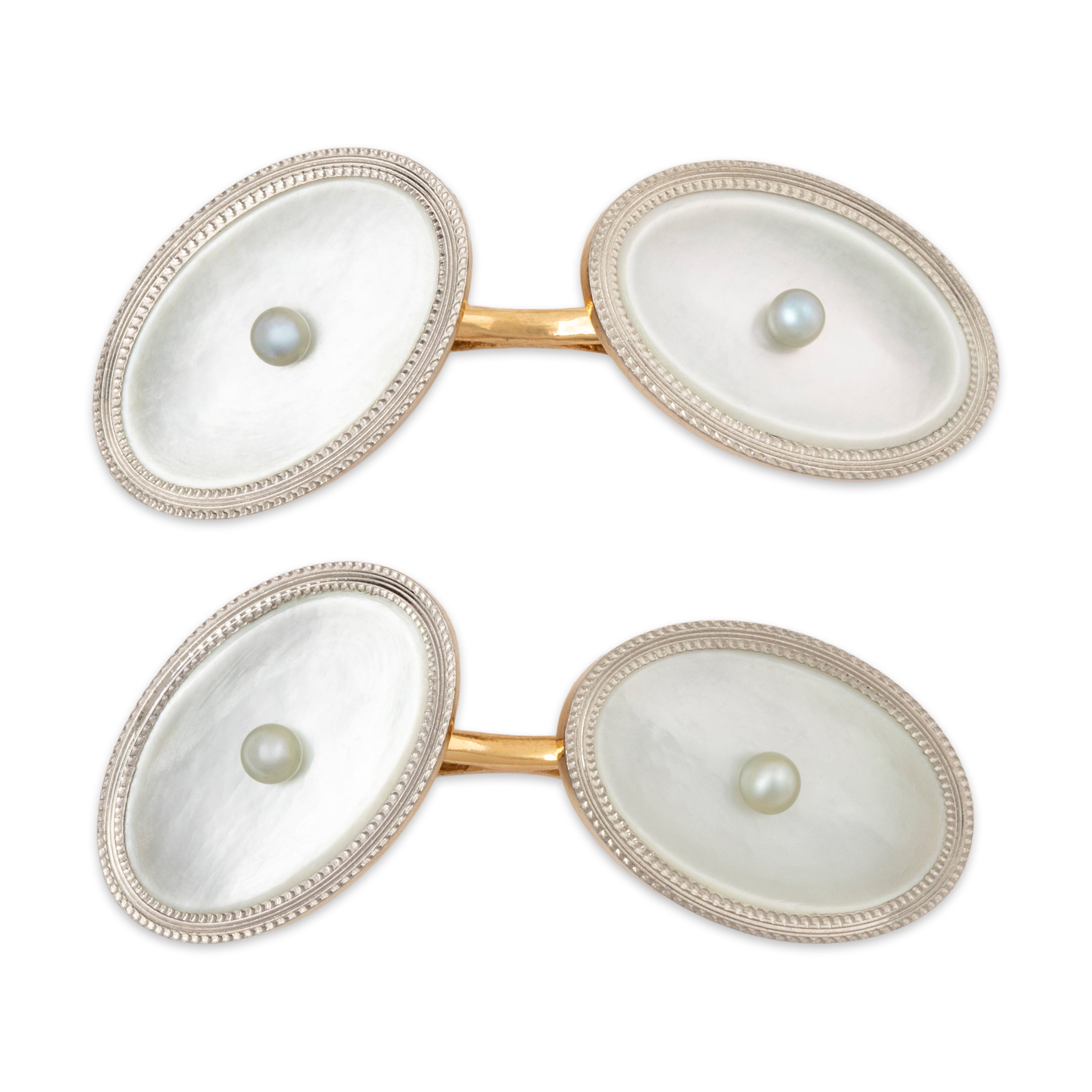 Antique Larter & Sons 14k Yellow & White Gold Mother Of Pearl Cufflinks、mySite、hinf8tx79