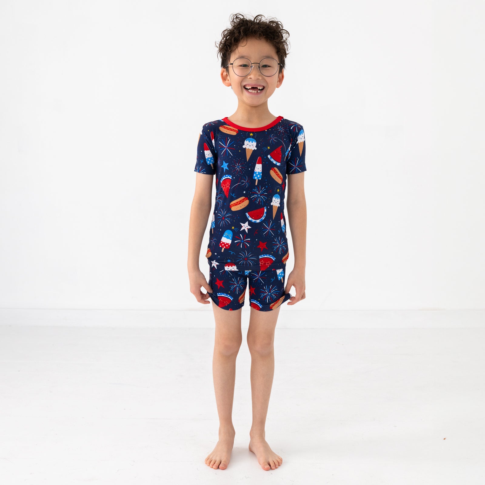  Snacks & Sparkles Two-Piece Short Sleeve & Shorts Pajama Set、mySite、layawaytickets