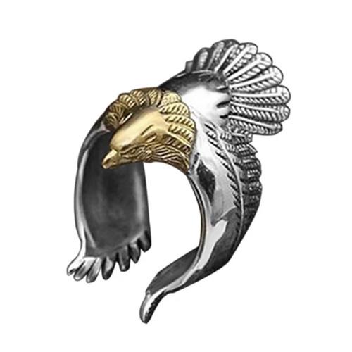 Men's Silver and Gold 2 Toned One Size Patriotic Eagle Ring、mySite、g9winljtr