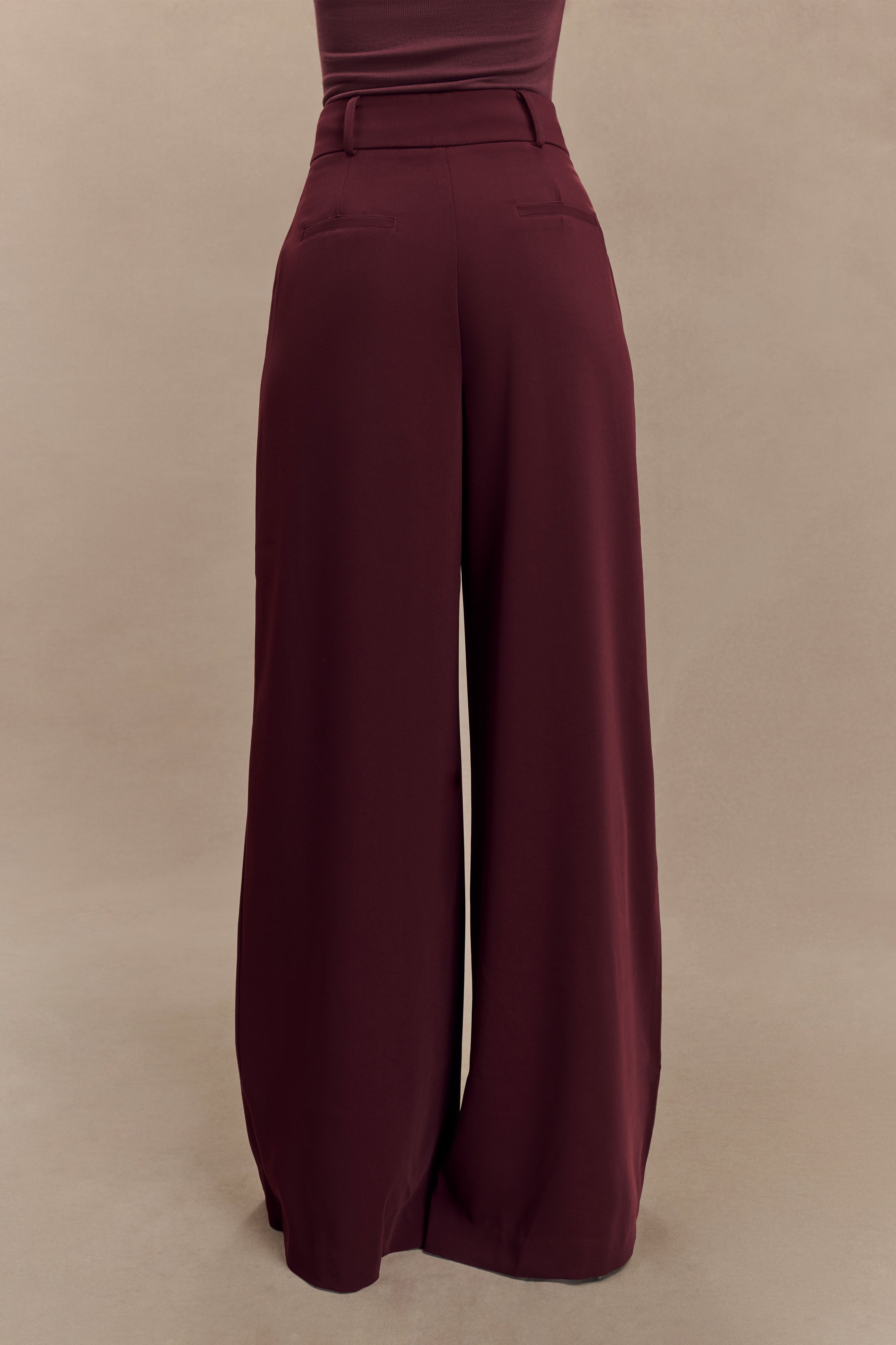 Jacqueline Pleated Wide Leg Pants - Mahogany、mySite、solidvoid