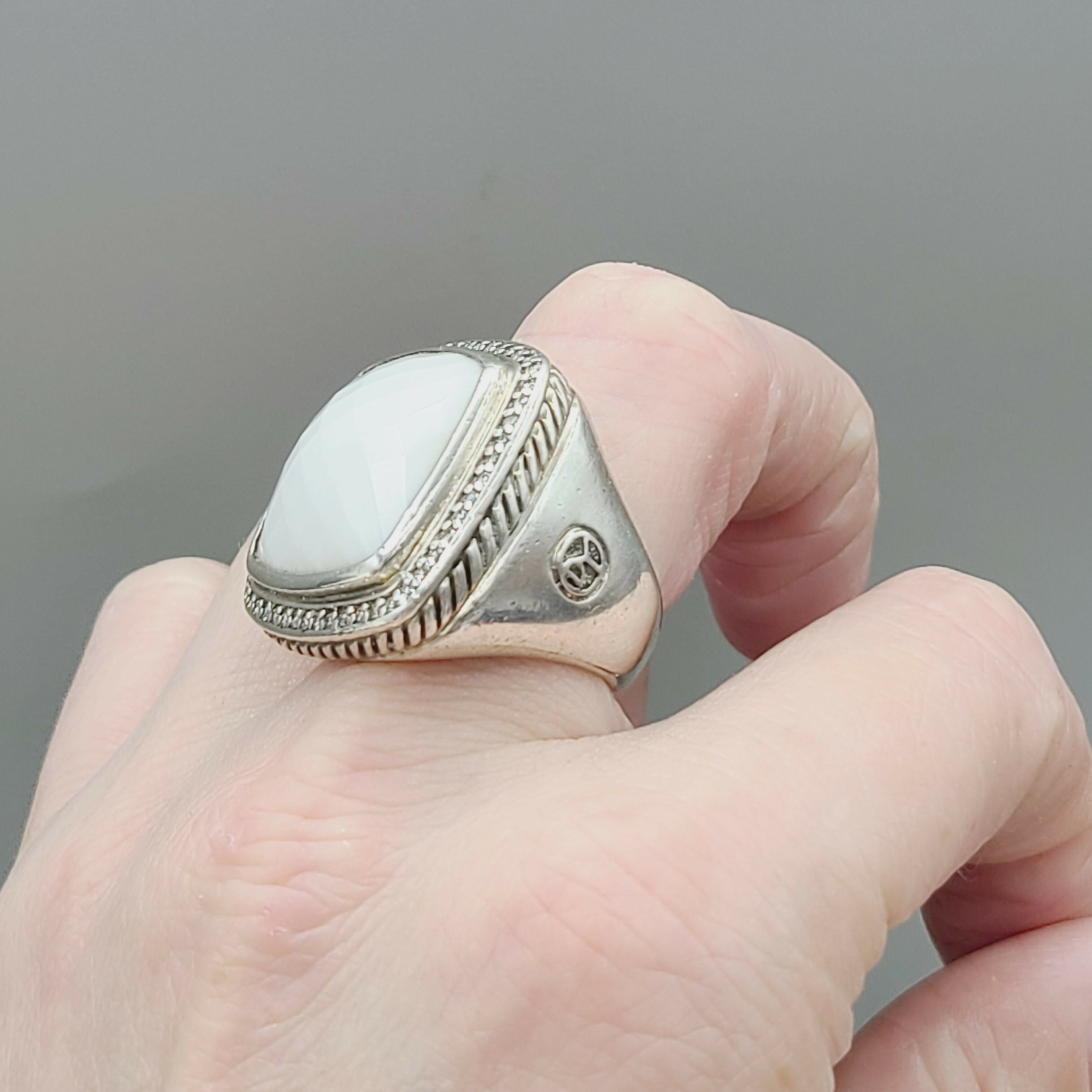 David Yurman Albion 20mm White Agate & Diamond Ring聽、mySite、hinf8tx79