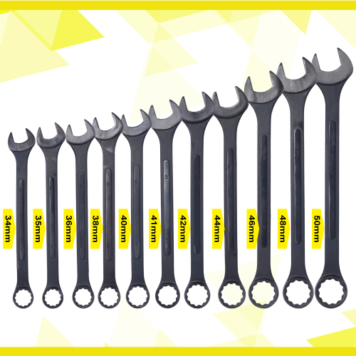 Jumbo Combination Wrench Set extra large, Metric, 11-piece, 34 to 50mm,Black Oxide, with Pouch、、eastwooduniform