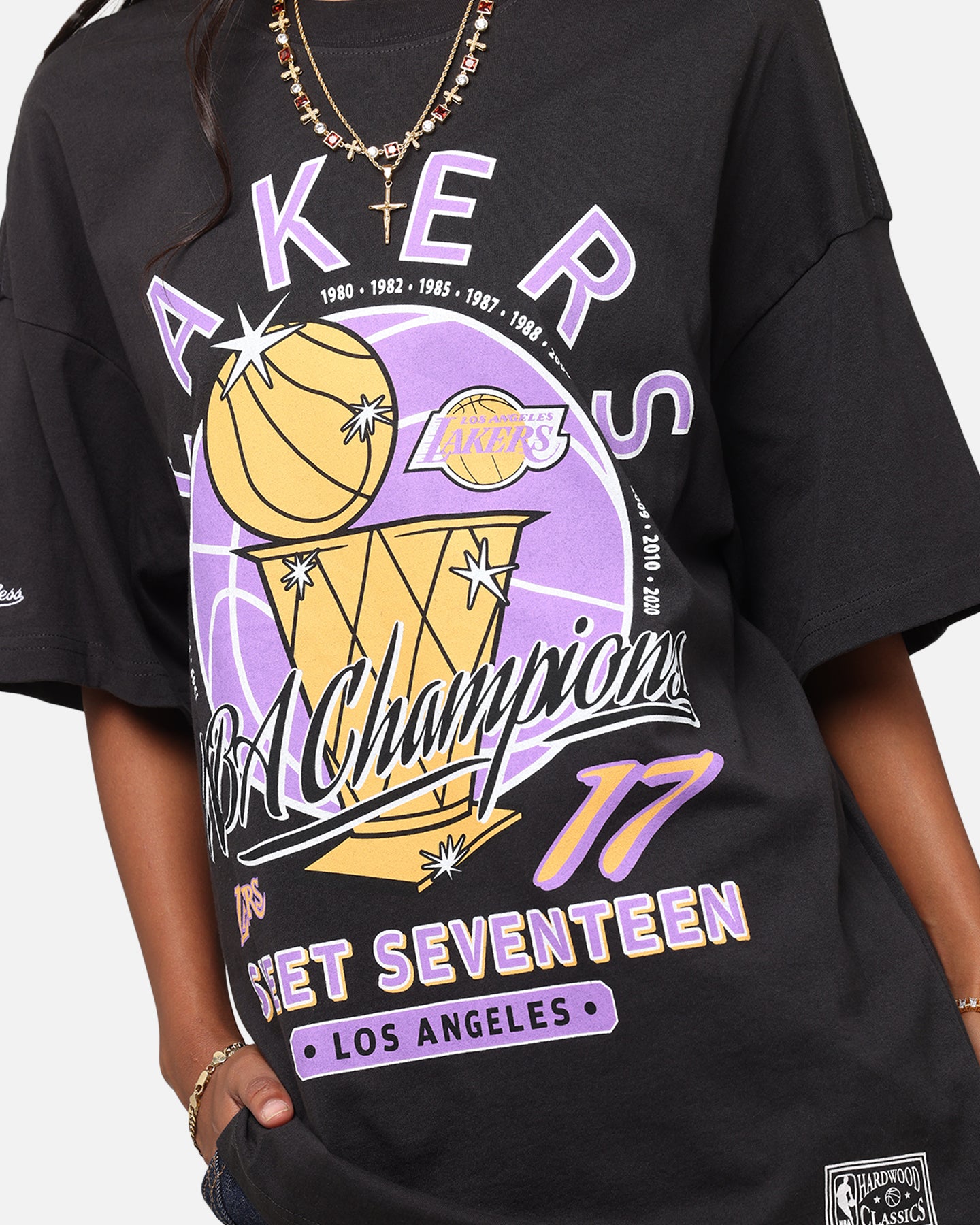 Mitchell & Ness Los Angeles Lakers Champions Report Champ Pack T-Shirt Faded Black、mySite、zt4zffjzw