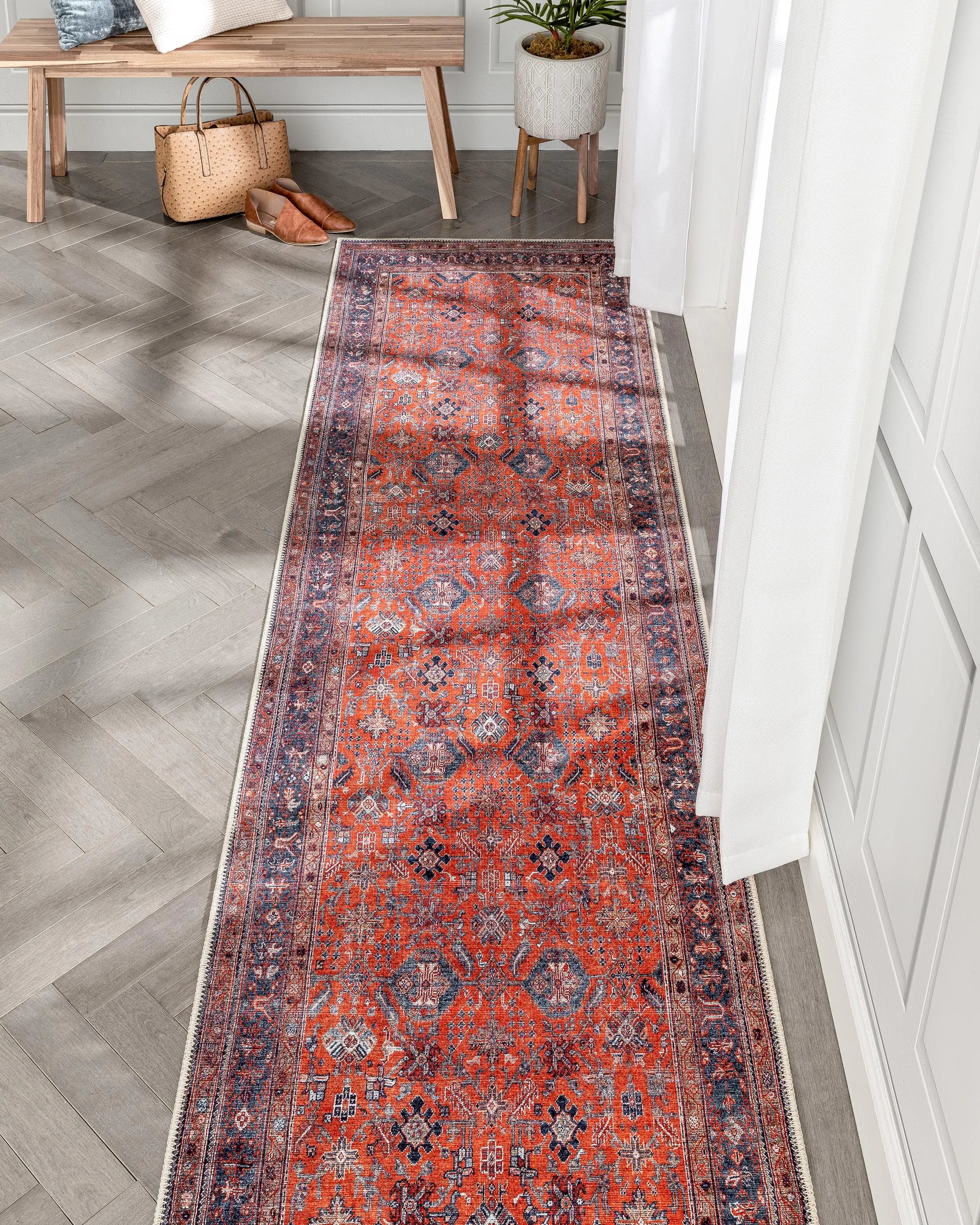 Daliah Machine Washable Vintage Persian Oriental Red Flat-Weave Rug、mySite、gigharbornorthrealestate