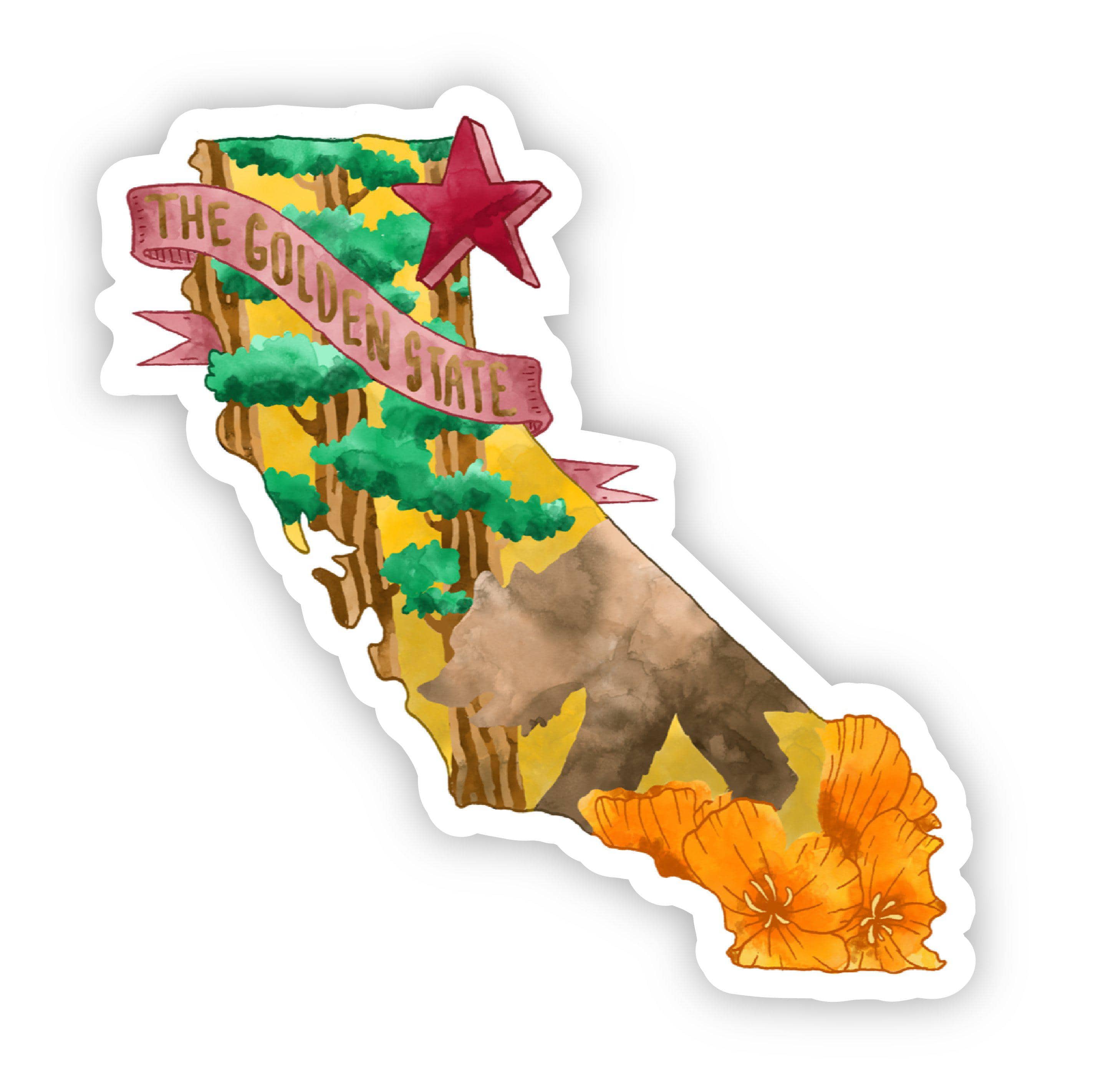  The Golden State Faded Watercolor Sticker、mySite、elrpsem3k