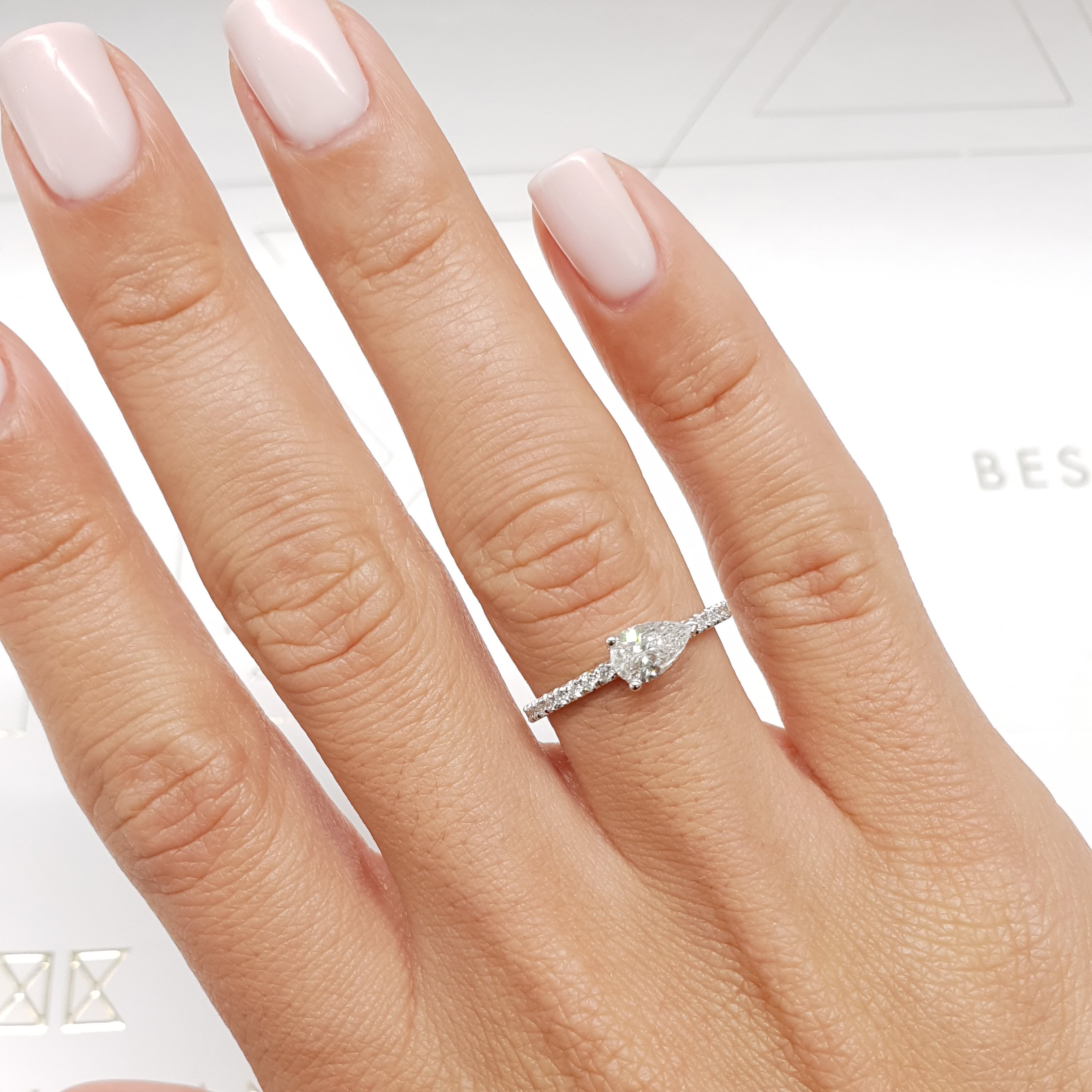 Chloe Pear Stacking Ring (0.75 Carat) -Platinum、mySite、hinf8tx79