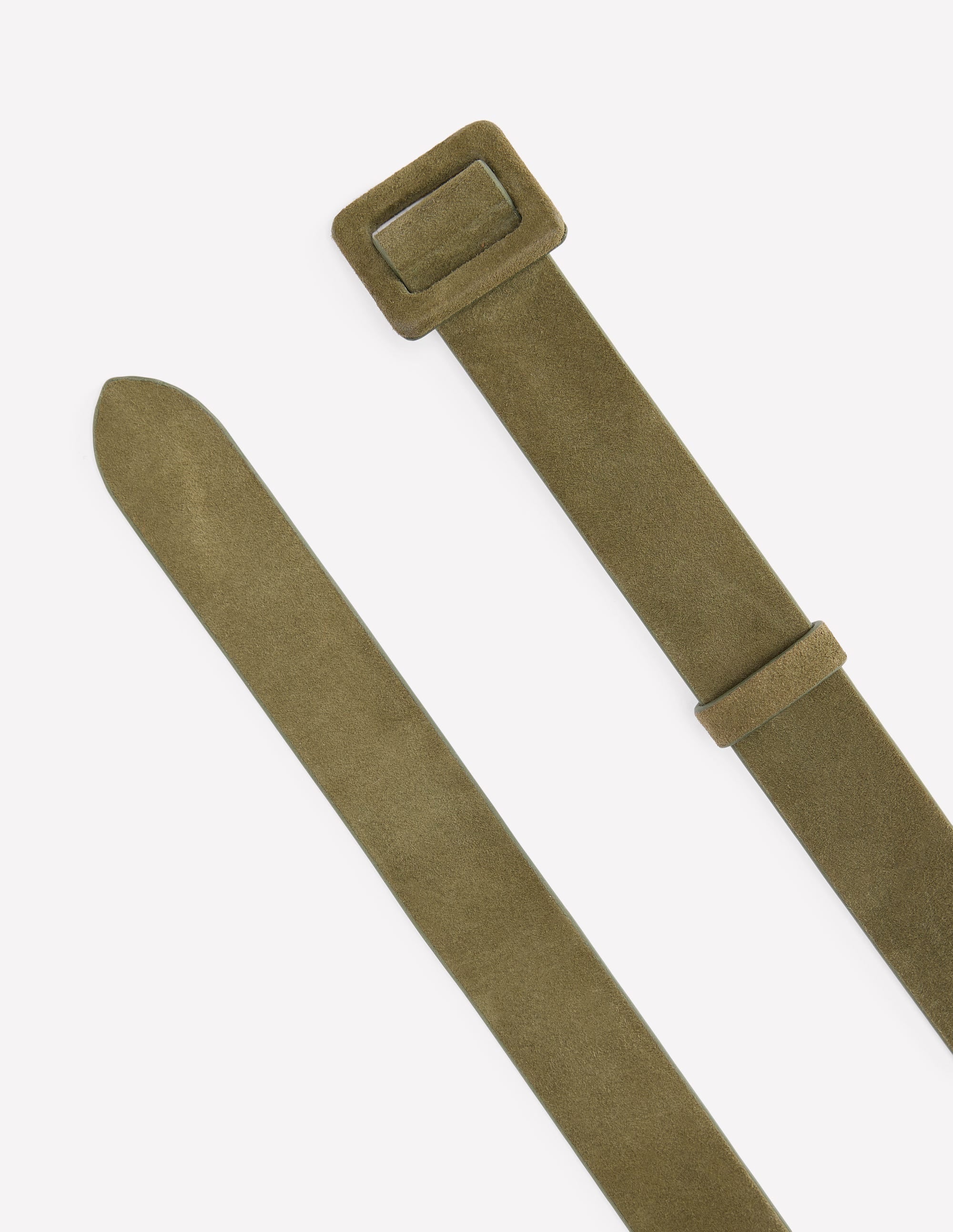  Suede Skinny Buckle Belt-Deep Olive、mySite、ashleygrahame
