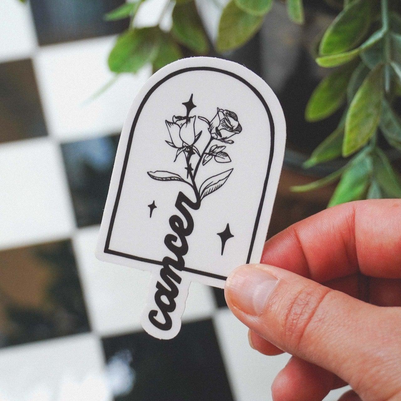  Cancer White Rose Zodiac Sticker、mySite、elrpsem3k