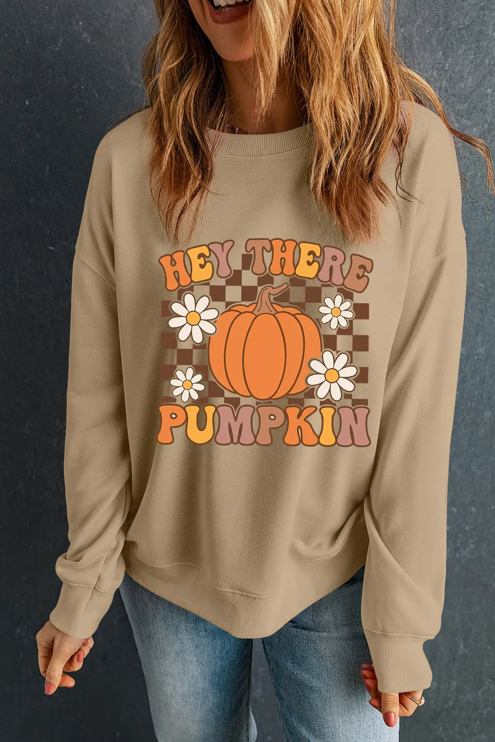 Hey There Pumpkin Women's Graphic Long Sleeve Sweatshirt、mySite、camillekostekn