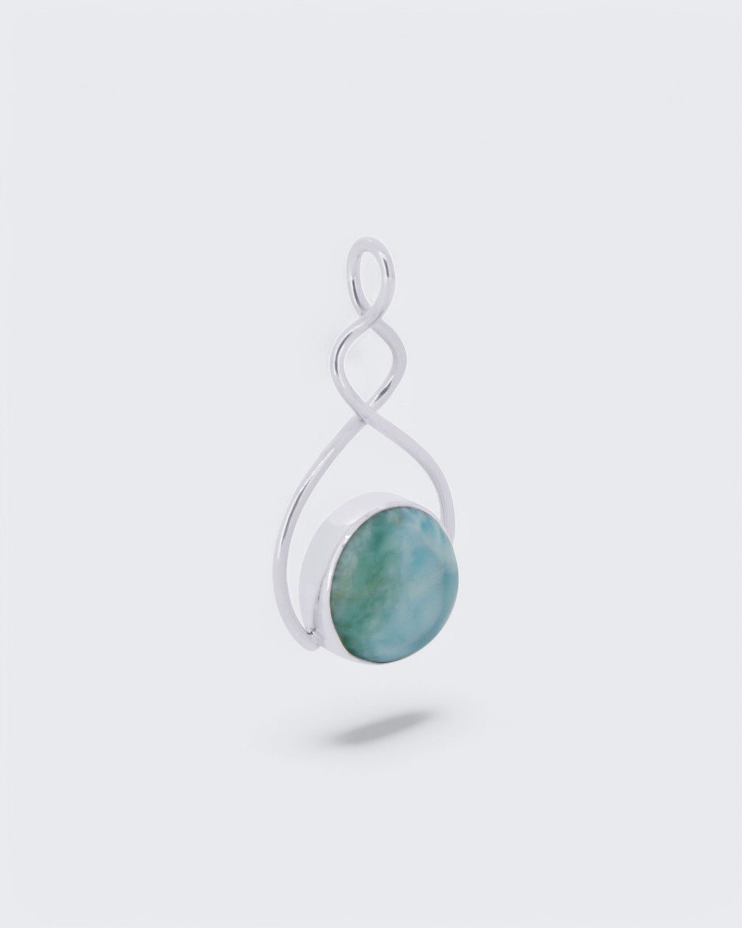 Sterling Silver Round Larimar Pendant、mySite、topwebapps