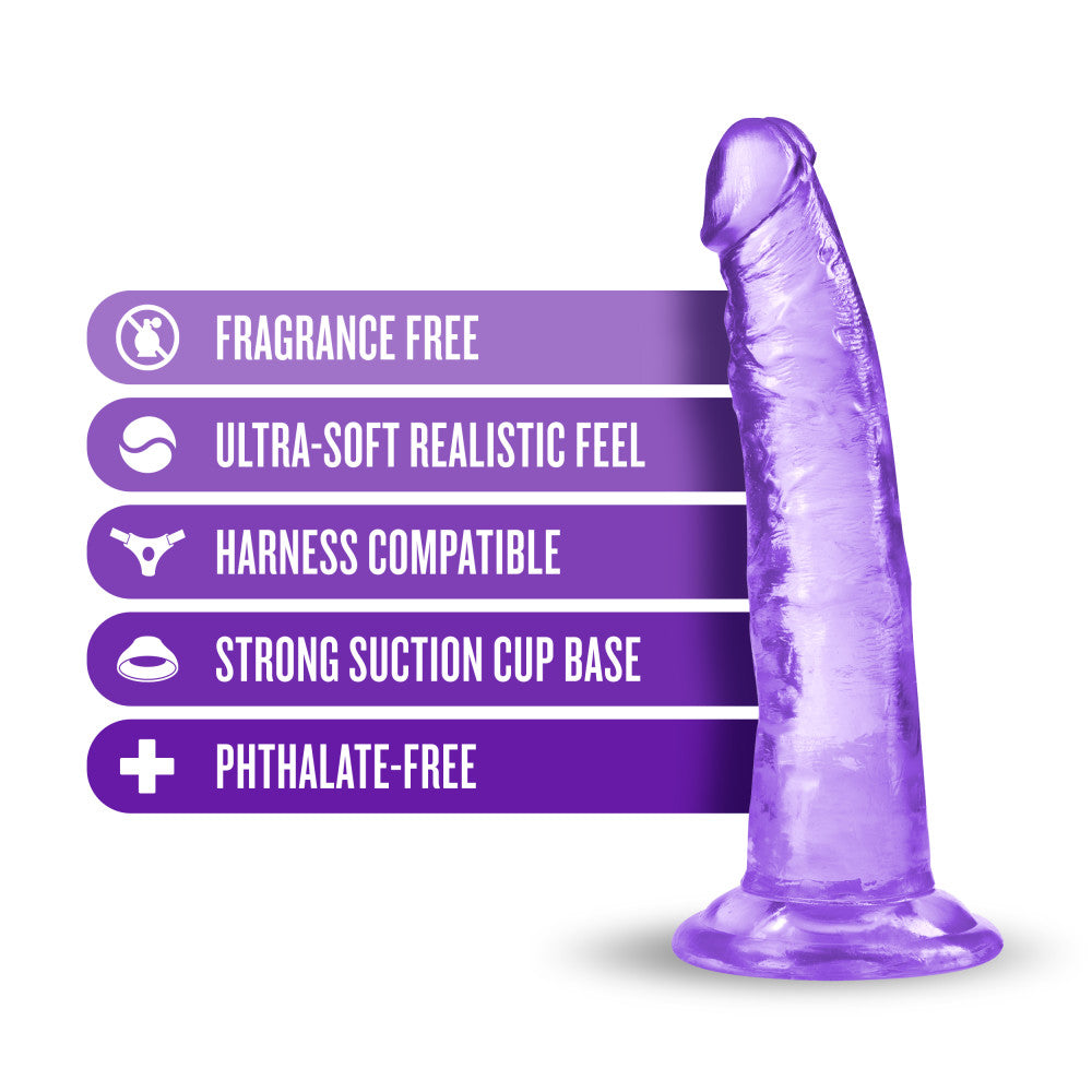 B Yours Plus By Blush® | Lust N’ Thrust Realistic G-Spot Purple 7.5-Inch Long Dildo With Suction Cup Base、mySite、bottomscart
