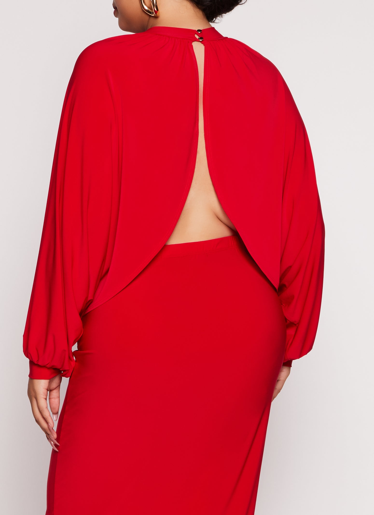 Plus Size Mock Neck Split Hem Top、mySite、camillekostekn