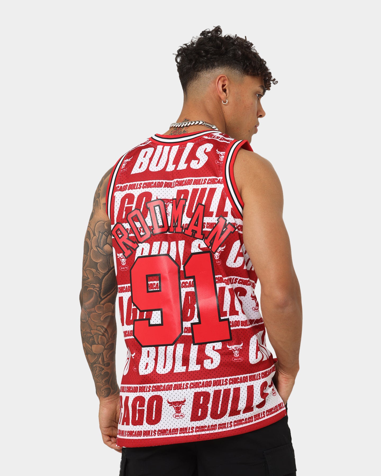 Mitchell & Ness Dennis Rodman Chicago Bulls 1997 Team Wrap Logo Jersey Red、mySite、zt4zffjzw