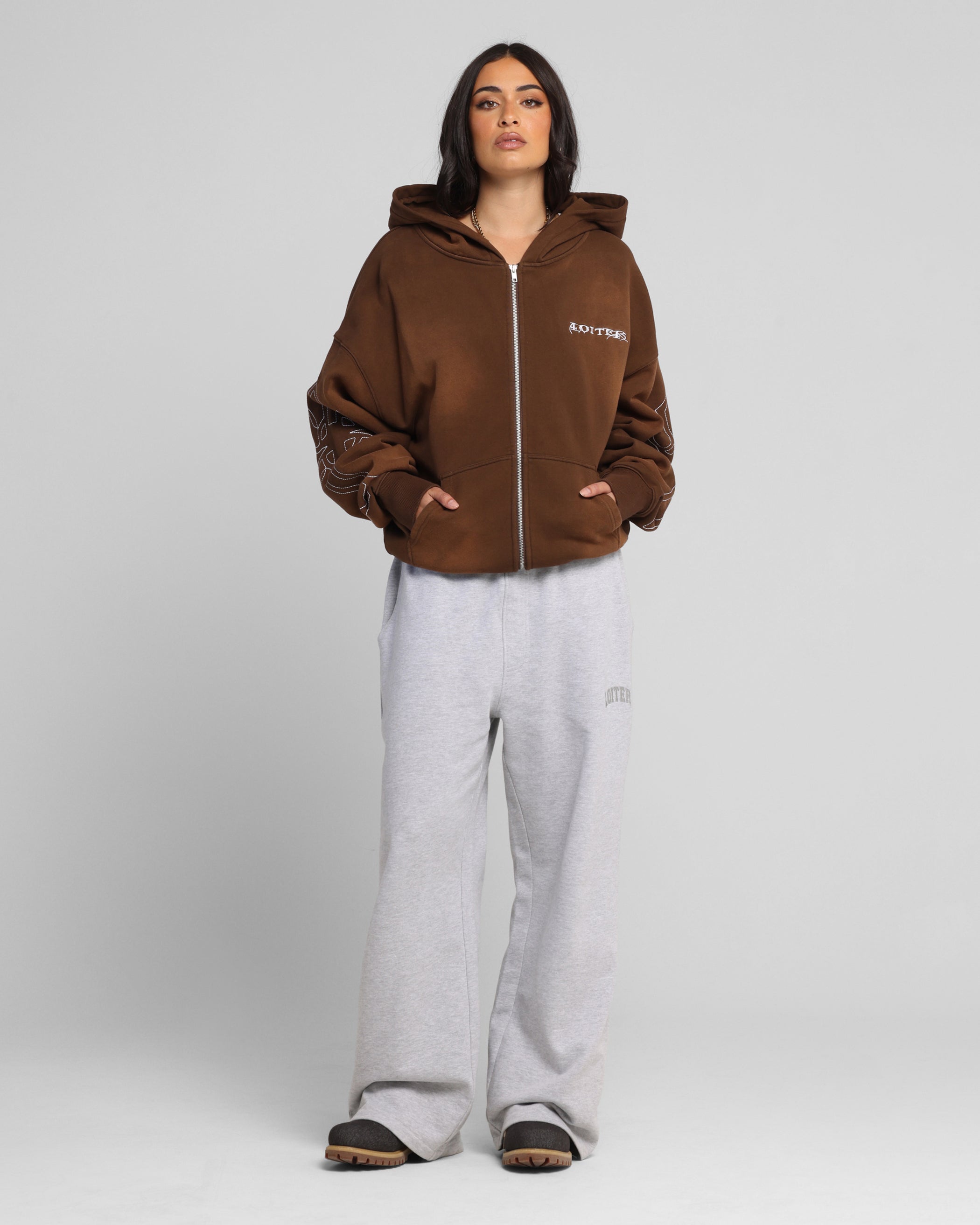 Loiter Atmosphere Zip Hoodie Vintage Brown、mySite、zt4zffjzw