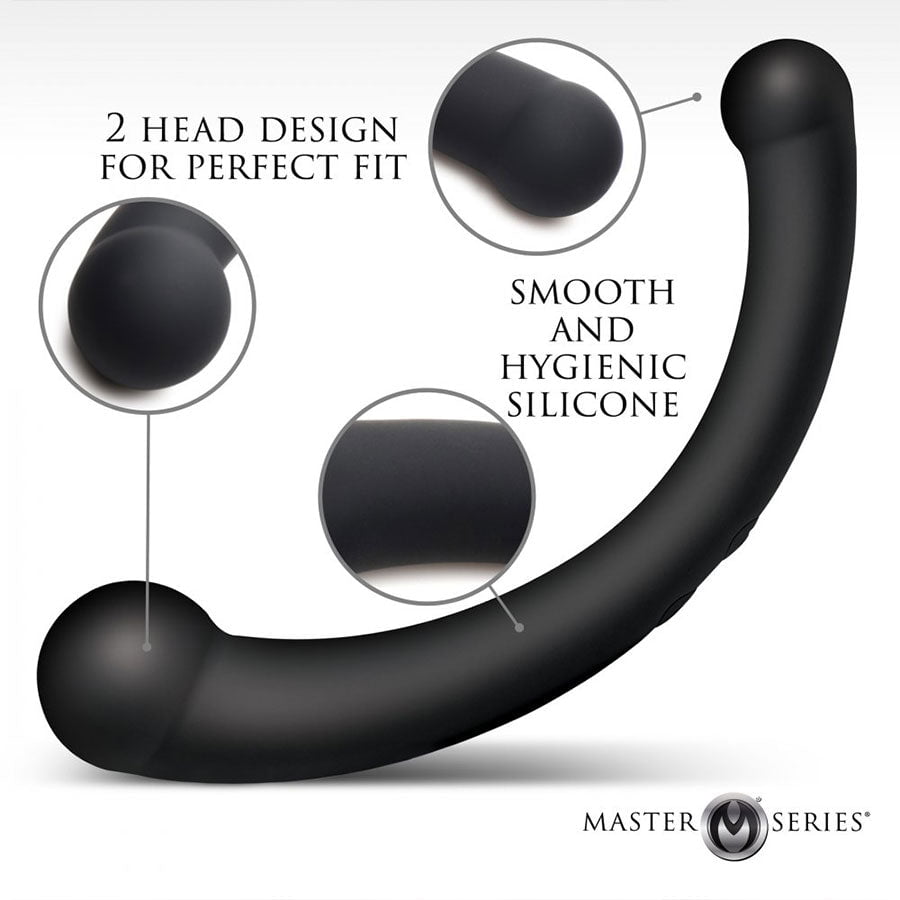 10X Vibra-Crescent Vibrating Silicone Dual-Ended Black Dildo、mySite、bottomscart