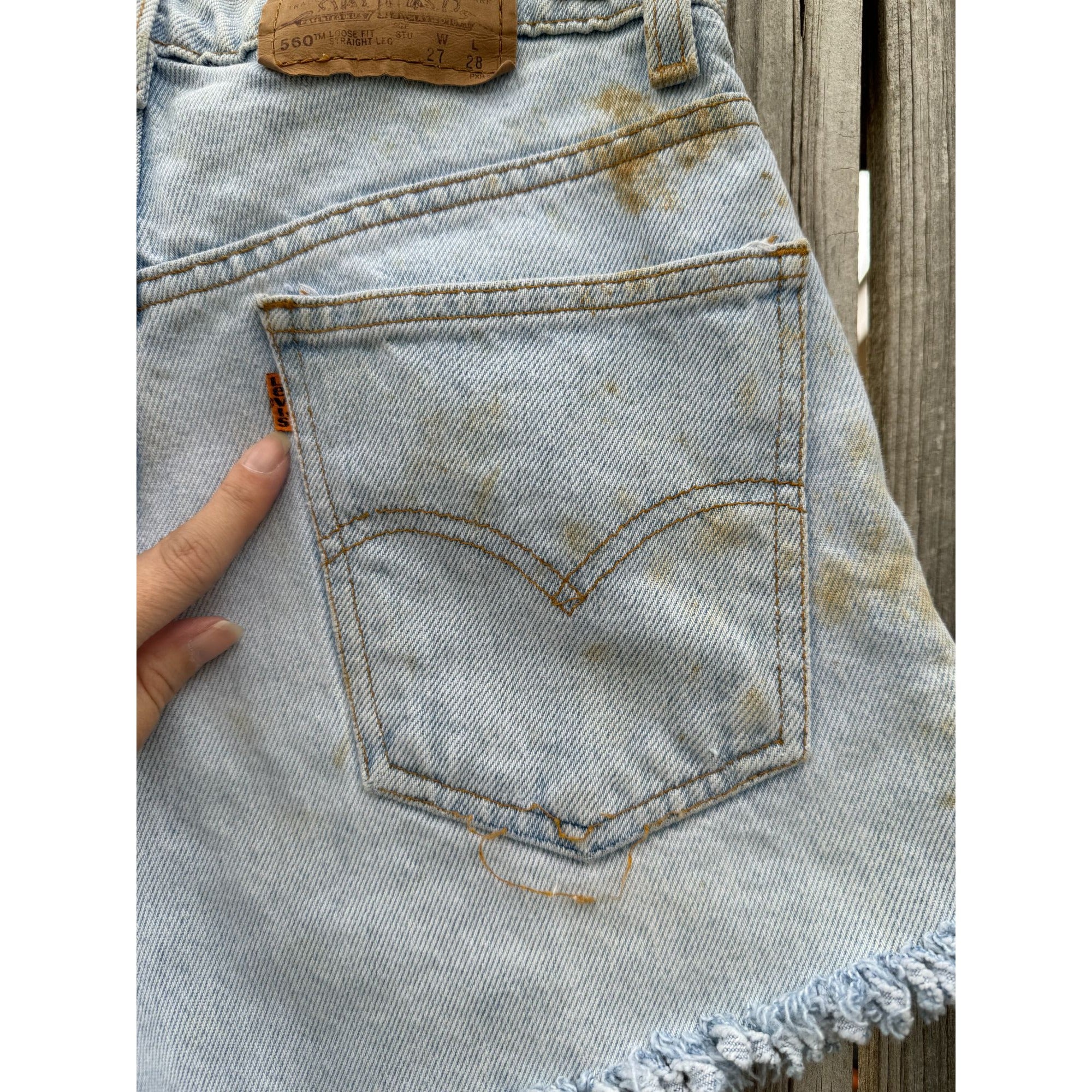 94' Levi's 560 Loose Fit Orange Tab Cut Off Raw Hem Denim Jean Shorts 27、mySite、garagedoors4me