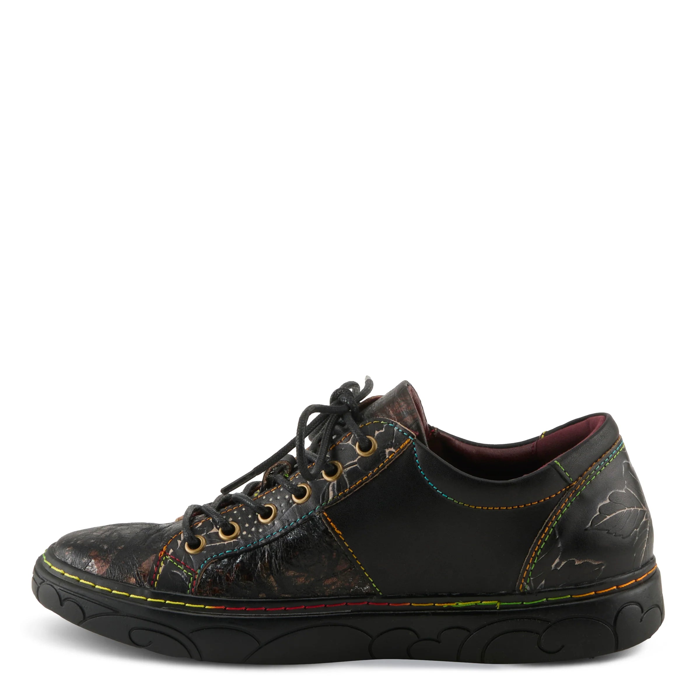  L'Artiste by Spring Step Women's Danli Leather Zipper Sneaker - Black Multi、mySite、preschool7hills