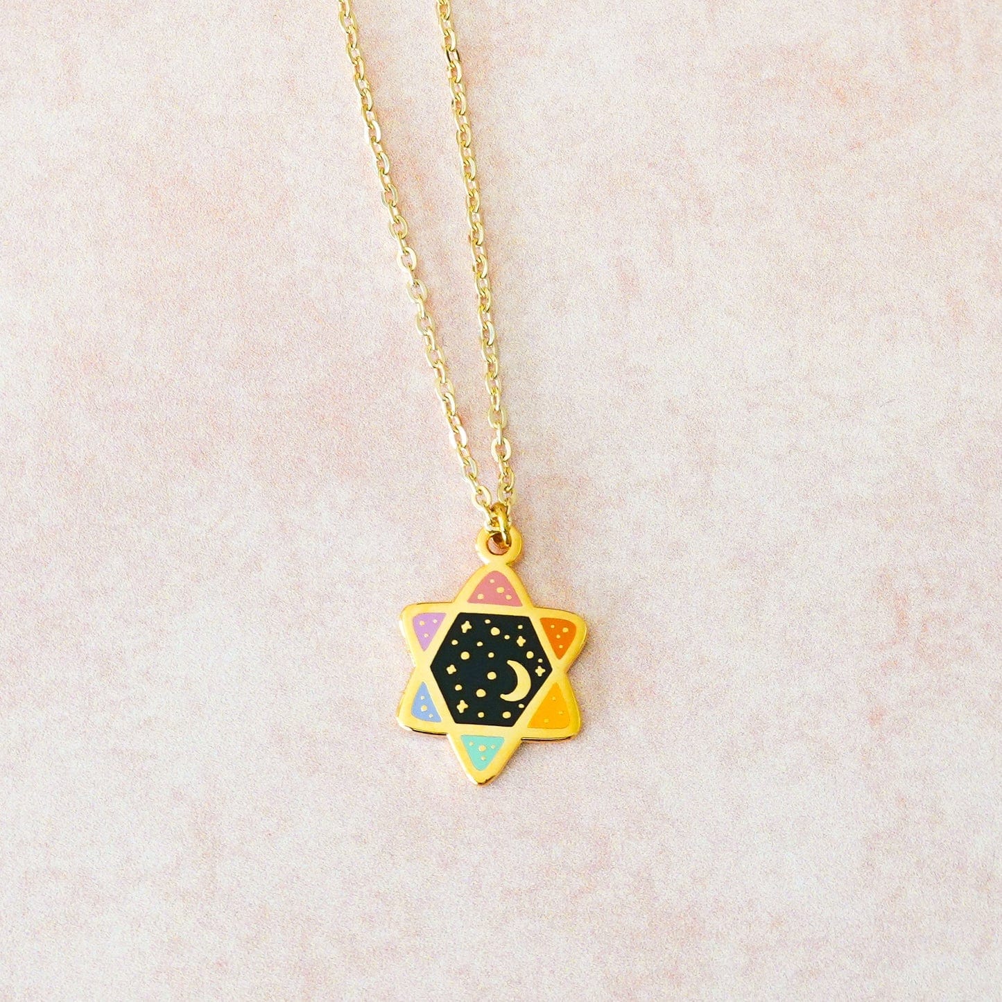 Rainbow Cosmic Star of David Necklace - Pastel、mySite、topwebapps