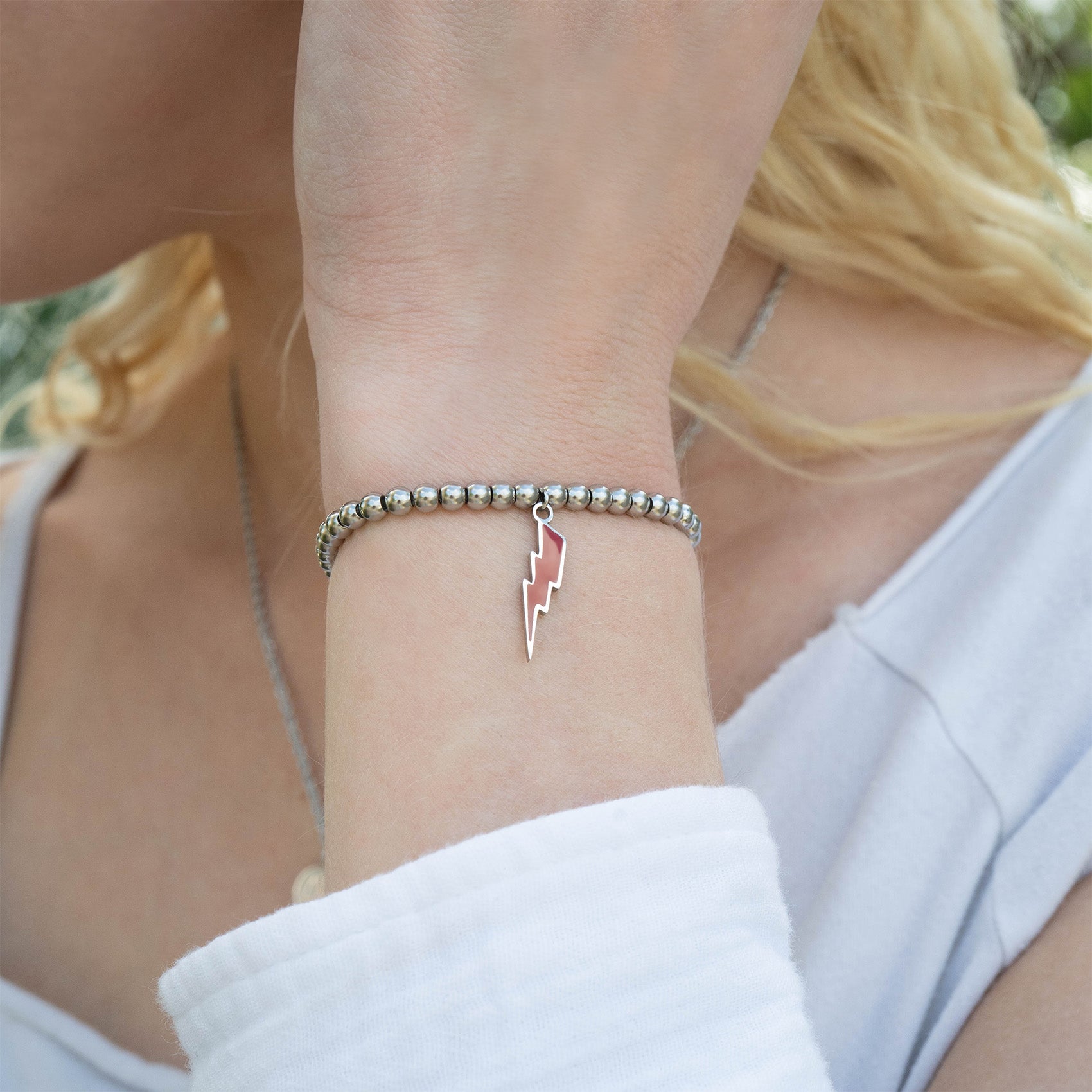 18K Gold PVD Stainless Steel Epoxy Lightning Bolt Charm / PDL0206、mySite、dreamappss