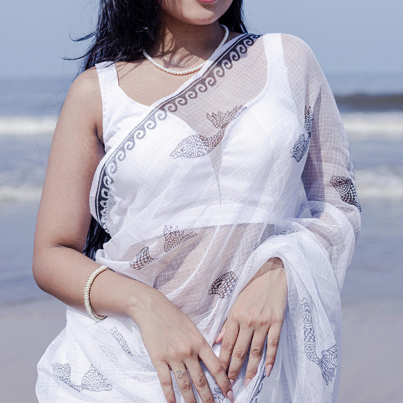 Kota Handblock Printed Saree | Black & White、mySite、camillekostekn