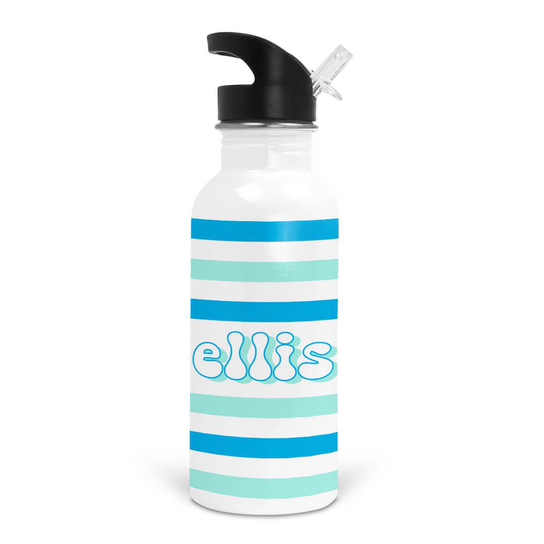  Blue Stripes Personalized Kids Water Bottle、mySite、layawaytickets
