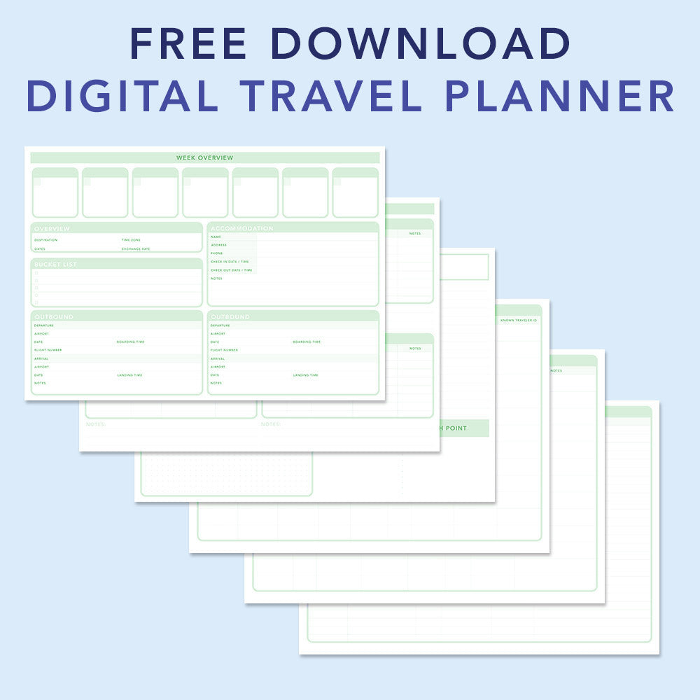 FREE Travel Planner Printable Template、mySite、garagedoors4me