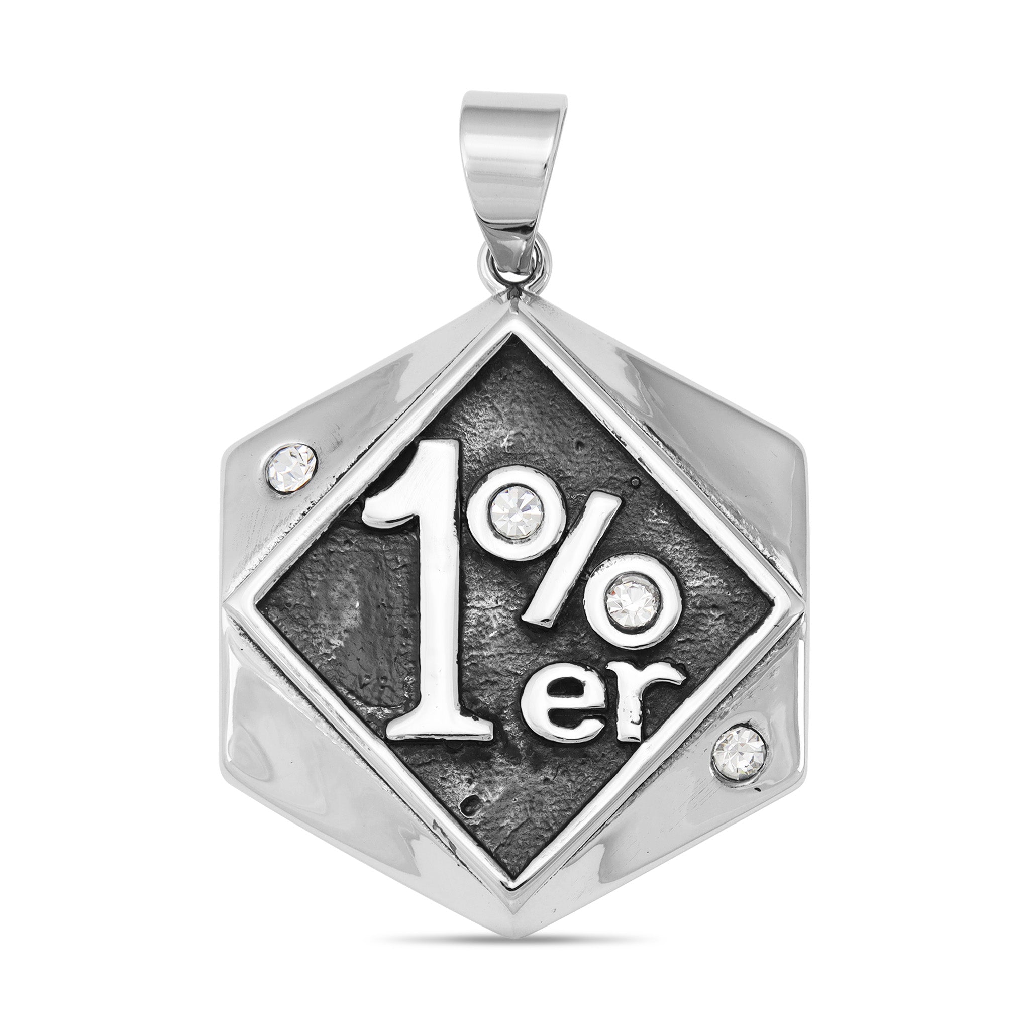 Stainless Steel 1%er CZ Accents Outlaw Motorcycle Gang Pendant / PDL2045、mySite、dreamappss