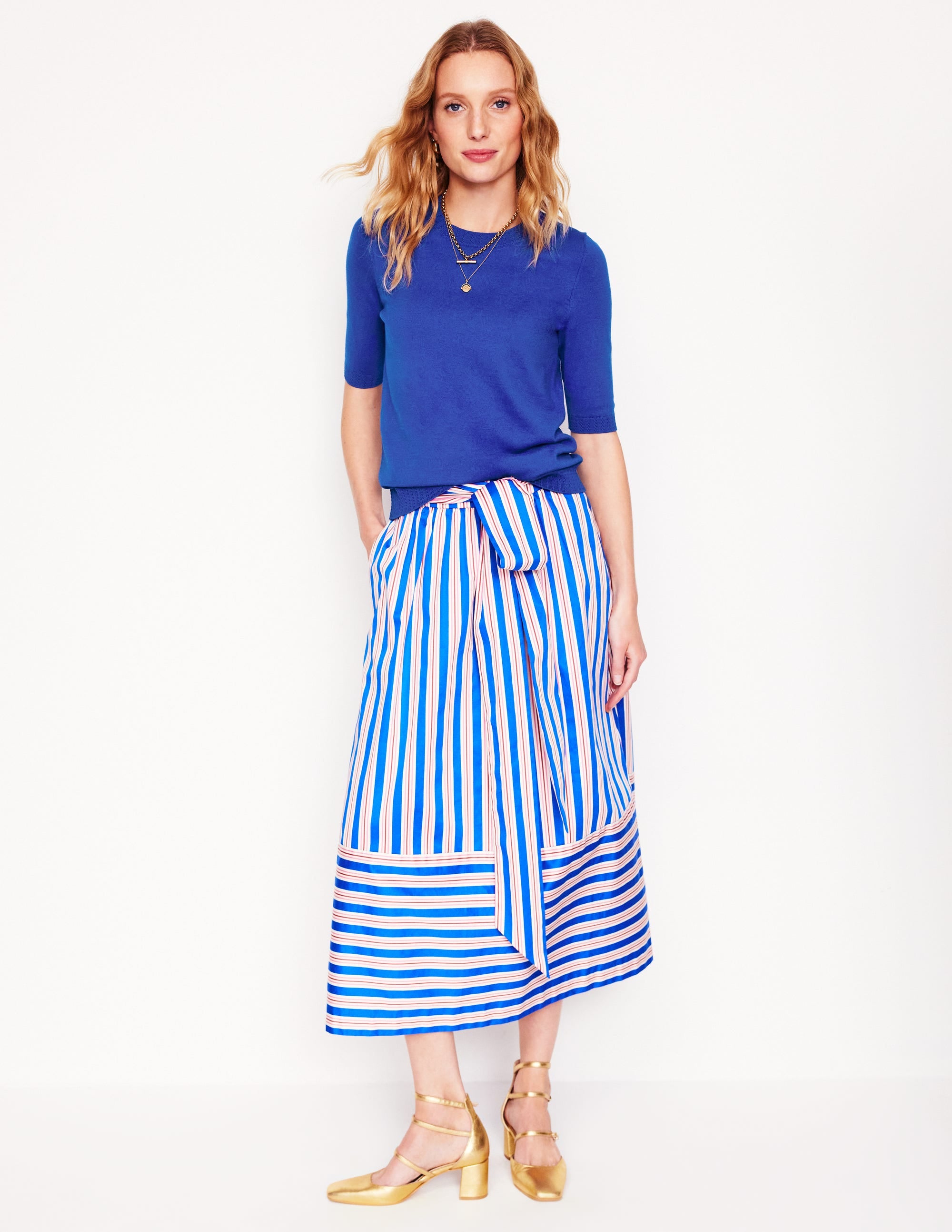  Emilia Cotton Crew T-shirt-Bright Blue、mySite、ashleygrahame