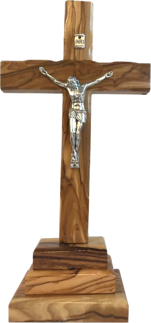Olive Wood Standing Cross with Crucifix.、mySite、topwebapps