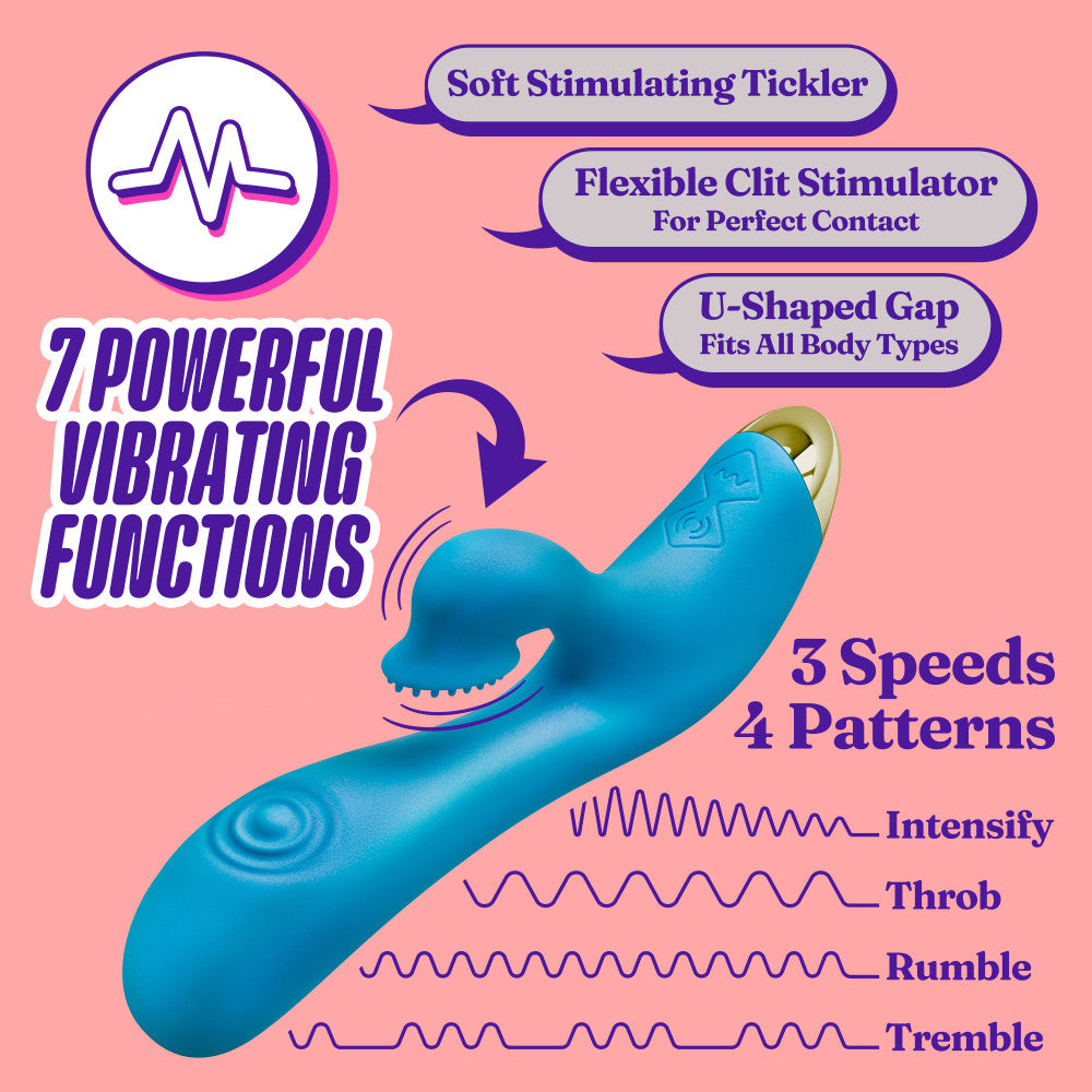 Aria By Blush® | Arousing AF: Clitoris Tickler + Dual Pulsations Blue Silicone Vibrator、mySite、bottomscart
