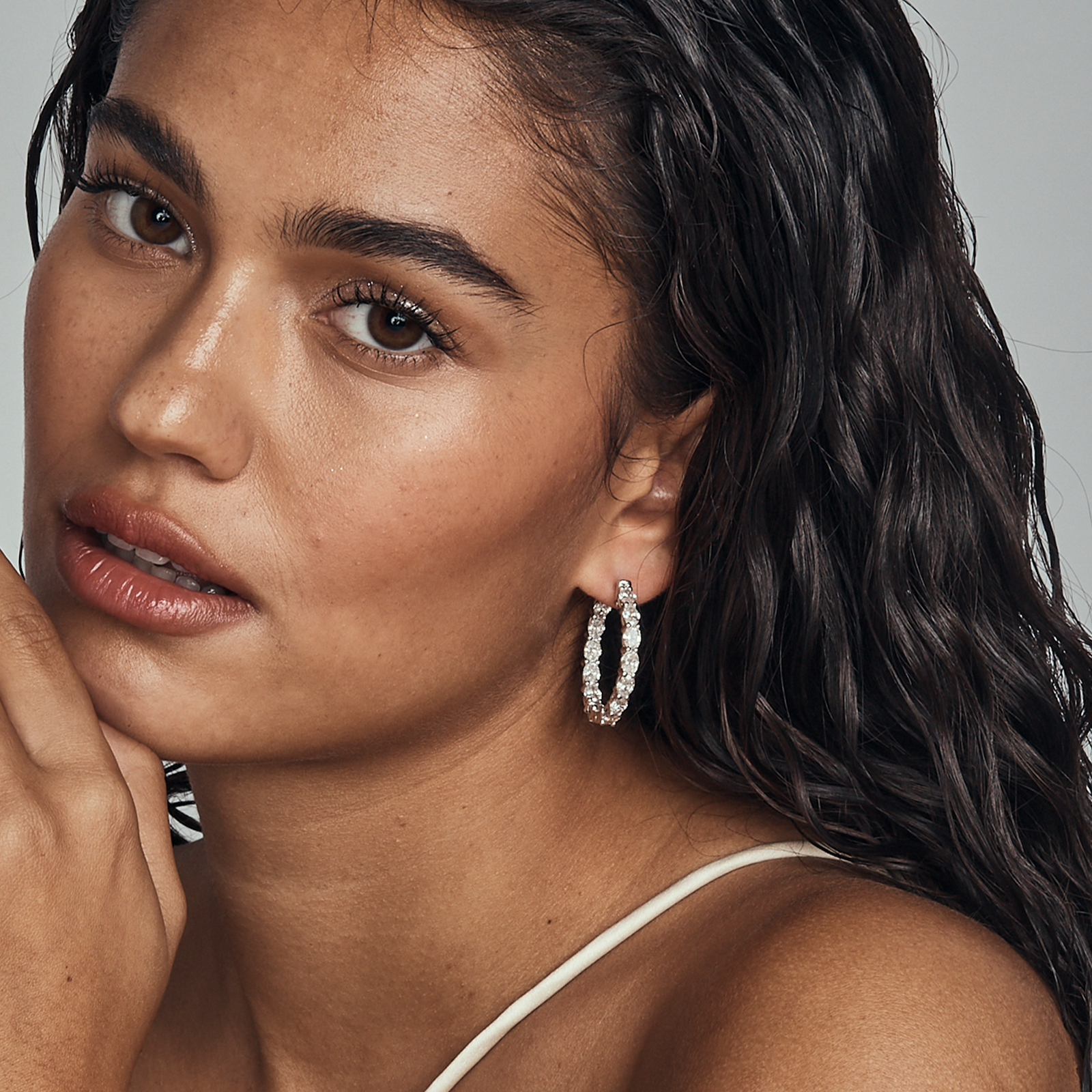 Daphne Diamond Hoop Earrings (4.30 Carat) -14K Rose Gold、mySite、hinf8tx79