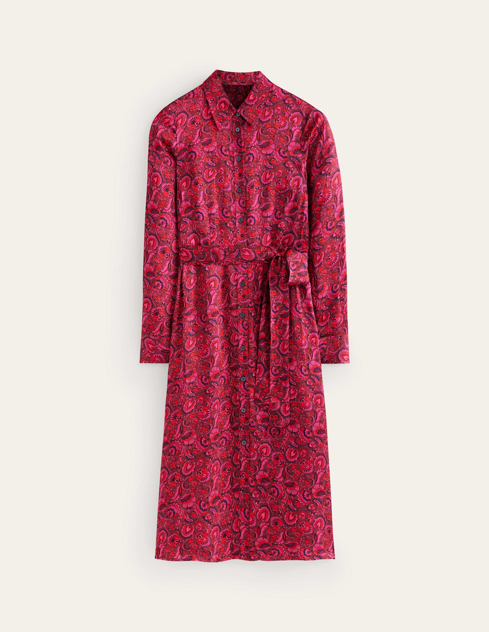  Kate Satin Shirt Dress-Burgundy Red, Florist、mySite、ashleygrahame