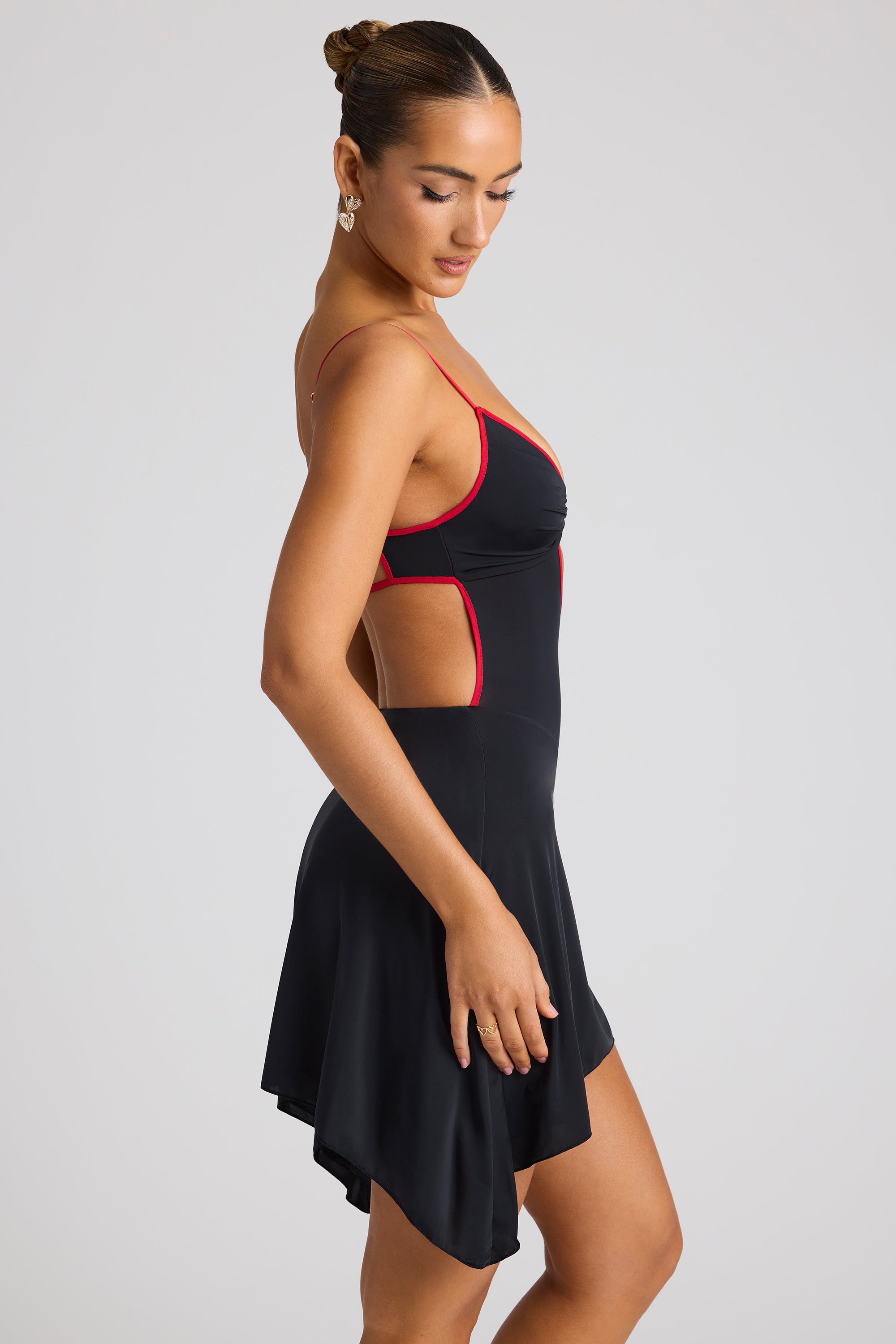 Contrast Binding Mini Dress in Black、mySite、solidvoid