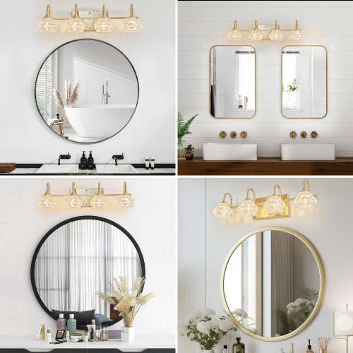 29" Nickel Finish Vintage Crystal Vanity Light - Elegant 5-Light Bathroom Mirror Fixture with Clear Glass Shades (No Bulbs)、、eastwooduniform