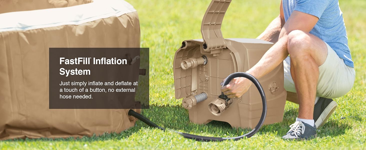 Intex PureSpa 4 Person Bubble Massage Inflatable Hot Tub Spa Set, Sahara Tan Carousel 7 D