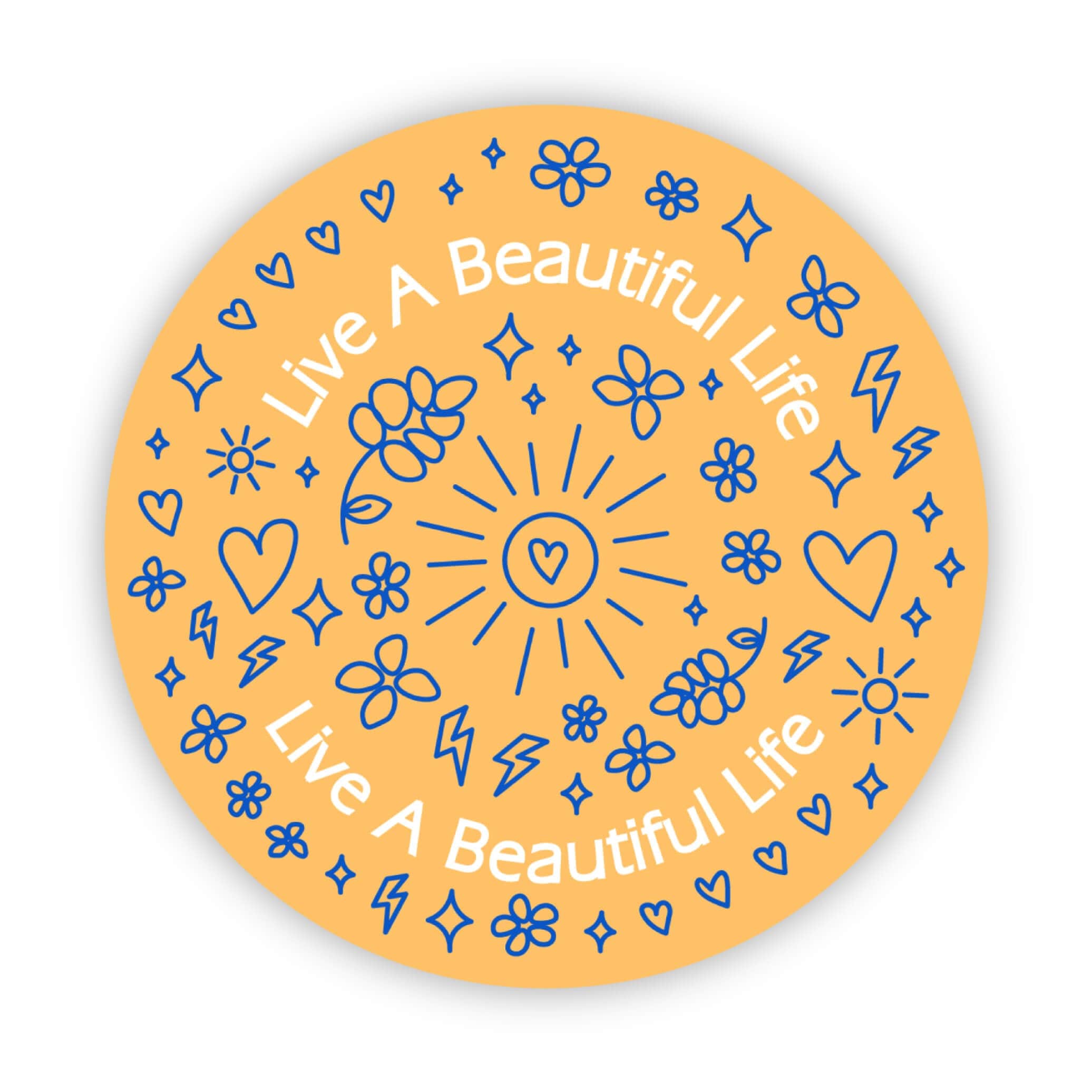  Live A Beautiful Life Orange Circle Sticker、mySite、elrpsem3k