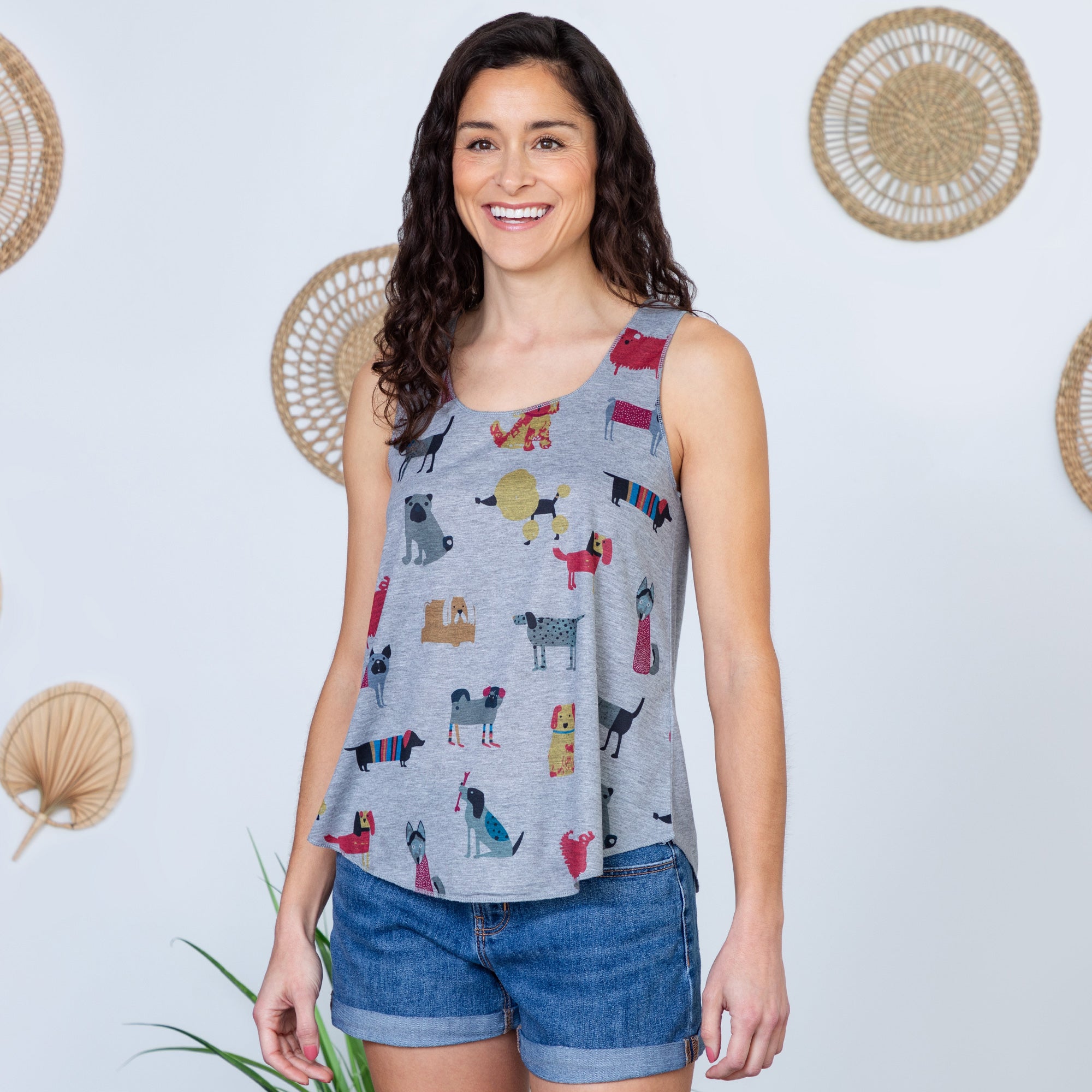 Colorful Dog Print Tank Top、mySite、camillekostekn