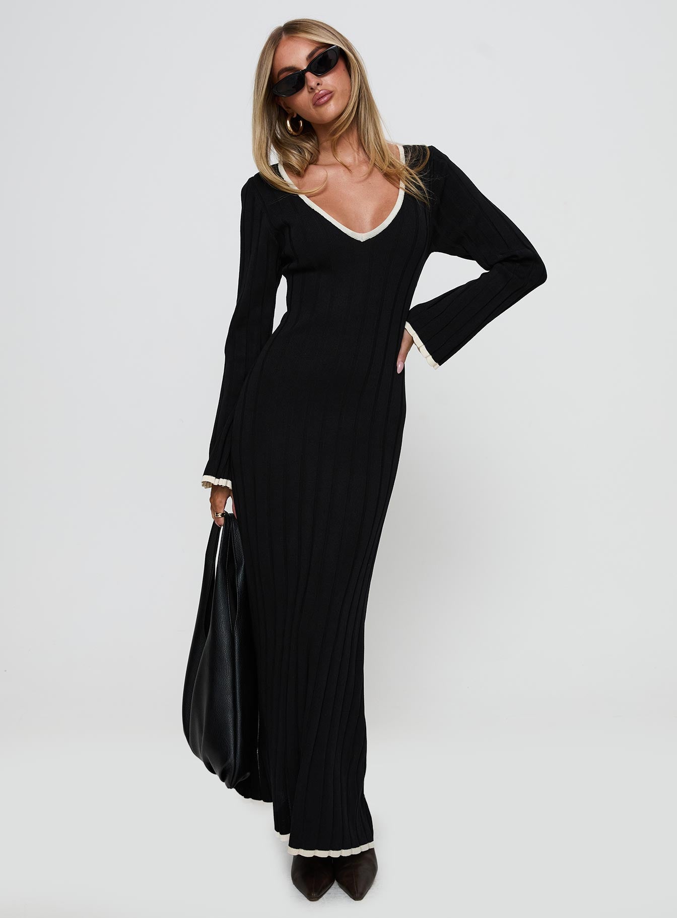 Claira Long Sleeve Maxi Dress Black、mySite、solidvoid