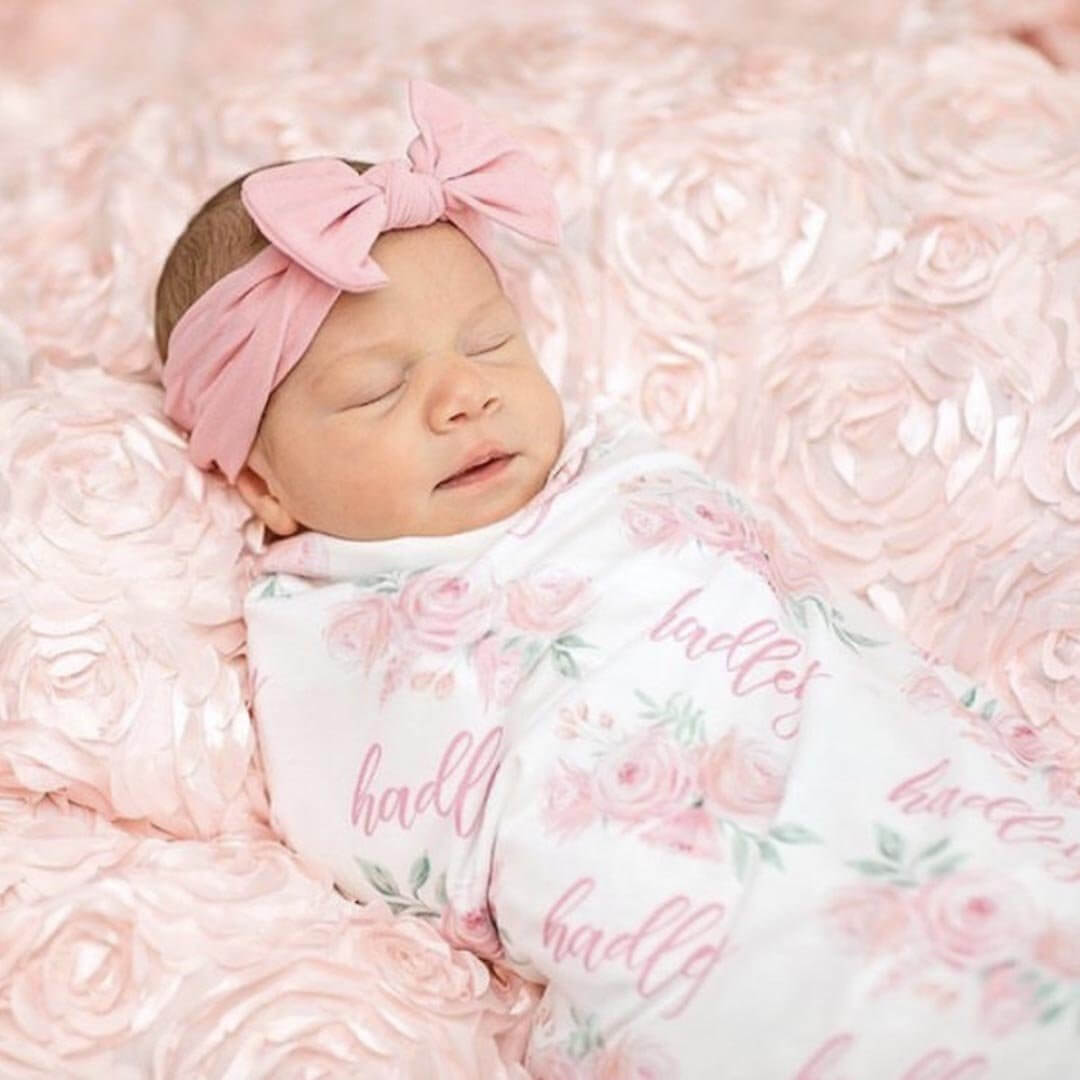  Blush Rose Personalized Baby Name Swaddle Blanket、mySite、layawaytickets