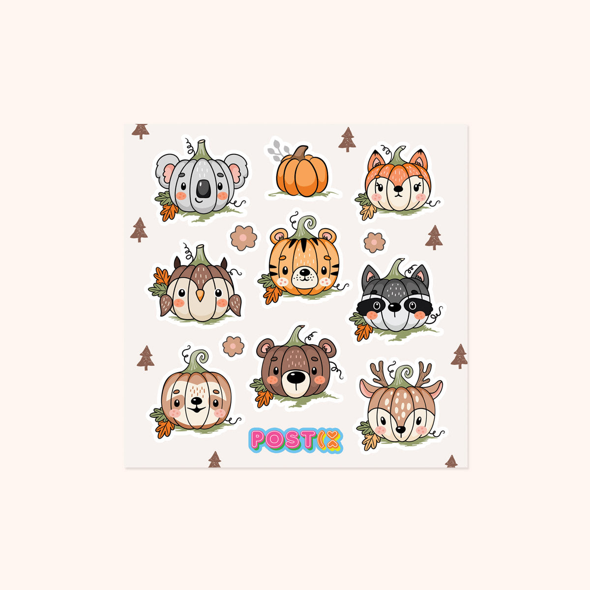  Pumpkin Animals Square Sticker Sheet、mySite、ghnorth