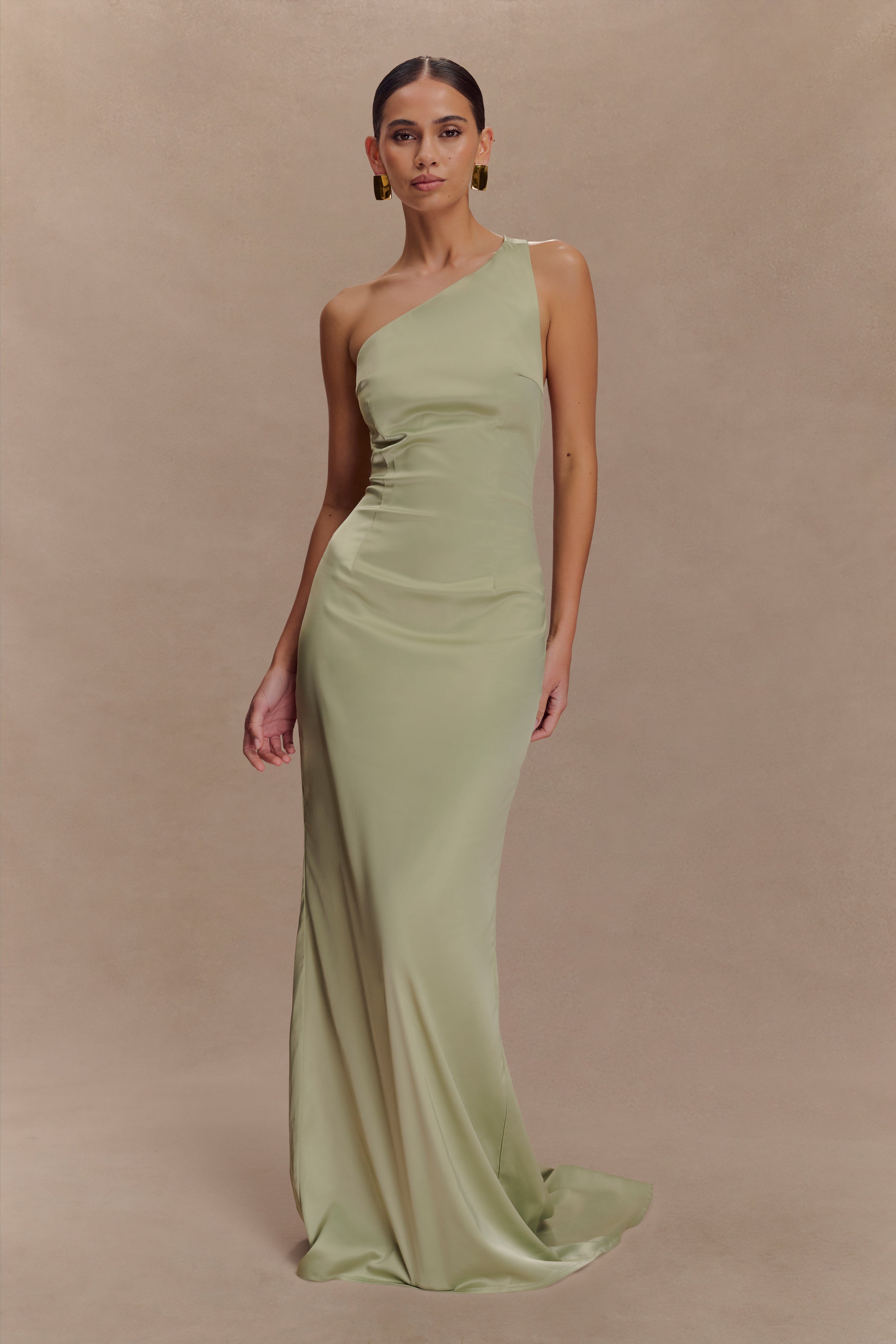 Harper One Shoulder Gown - Sage、mySite、solidvoid