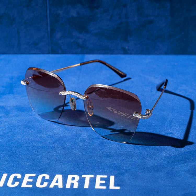 Moissanite Rimless Aviator Sunglasses 14K Gold、mySite、hinf8tx79