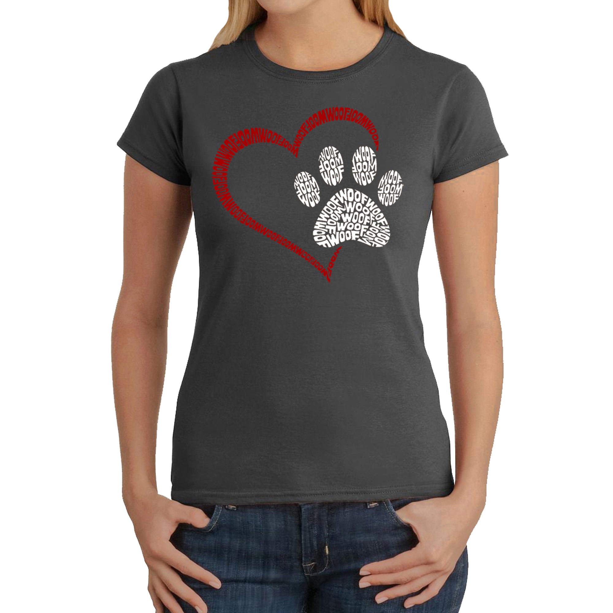 Paw Heart - Women's Word Art T-Shirt、mySite、camillekostekn