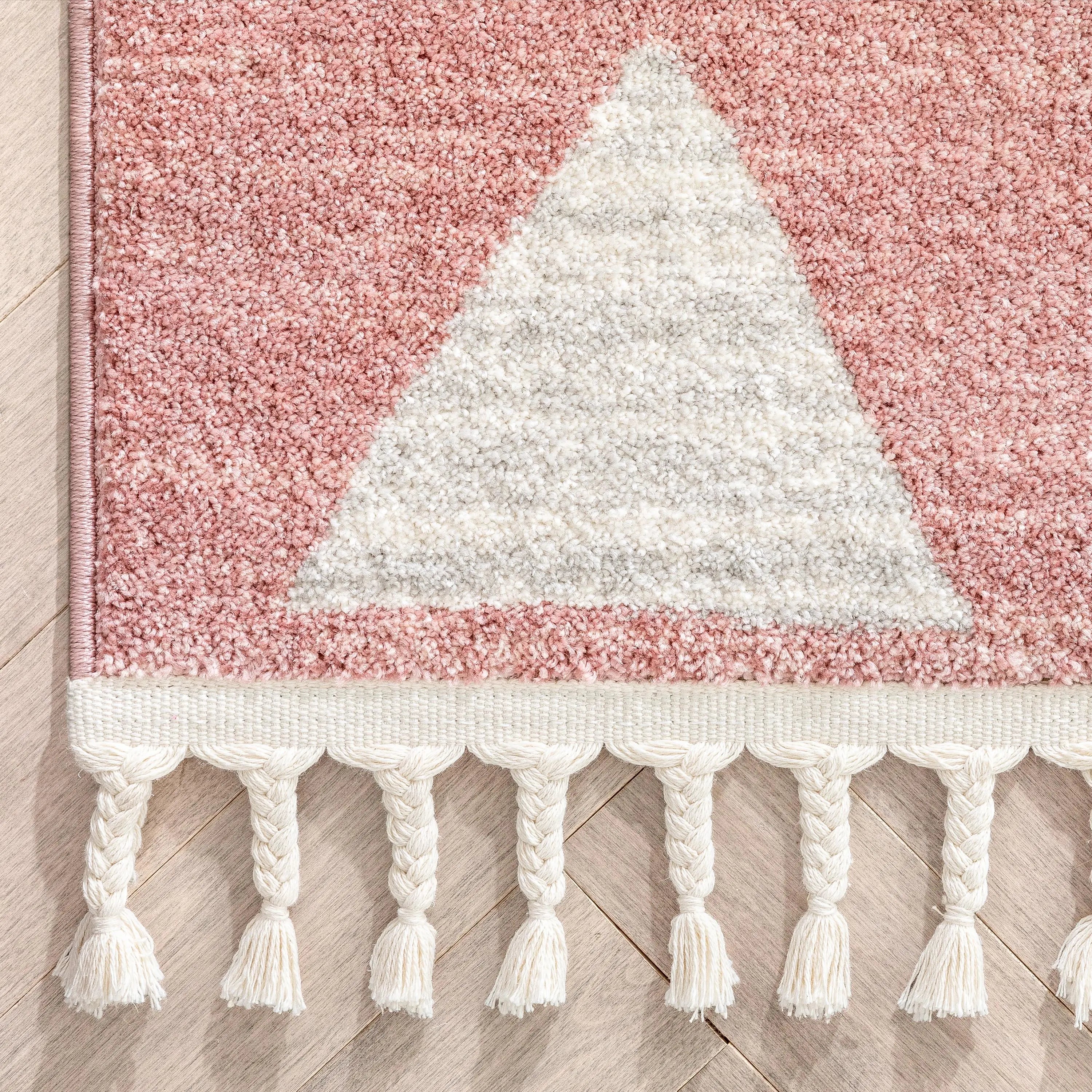 Triangles Modern Geometric Pattern Pink Kids Rug、mySite、gigharbornorthrealestate