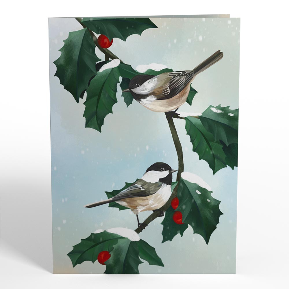 Winter Chickadees Pop-Up Card、mySite、solidvoid