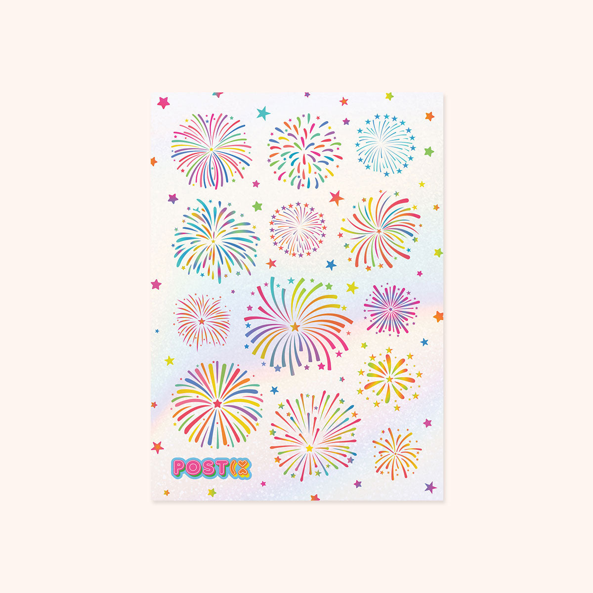  Rainbow Fireworks A6 Hologram Sticker Sheet、mySite、ghnorth