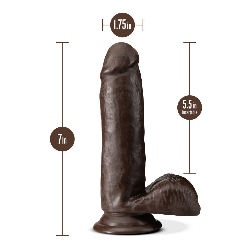 Dr. Skin Plus By Blush® | Realistic Chocolate 7-Inch Long Soft Yet Erect & Posable Dildo With Balls & Suction Cup Base、mySite、bottomscart